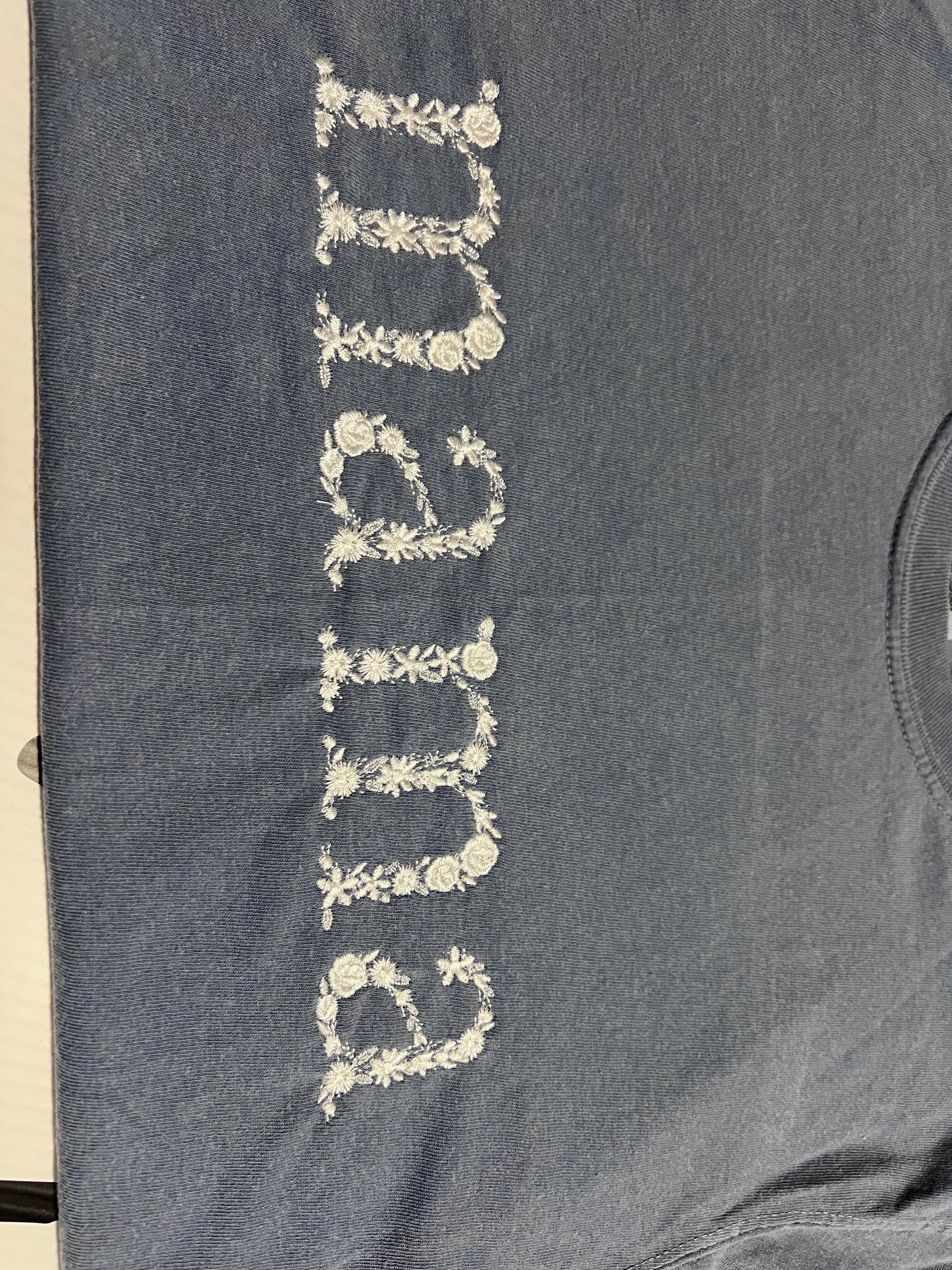 Personalized Mama Floral Embroidered Comfort Colors T-shirt by Lina Loves Two, handmade in Los Angeles CA