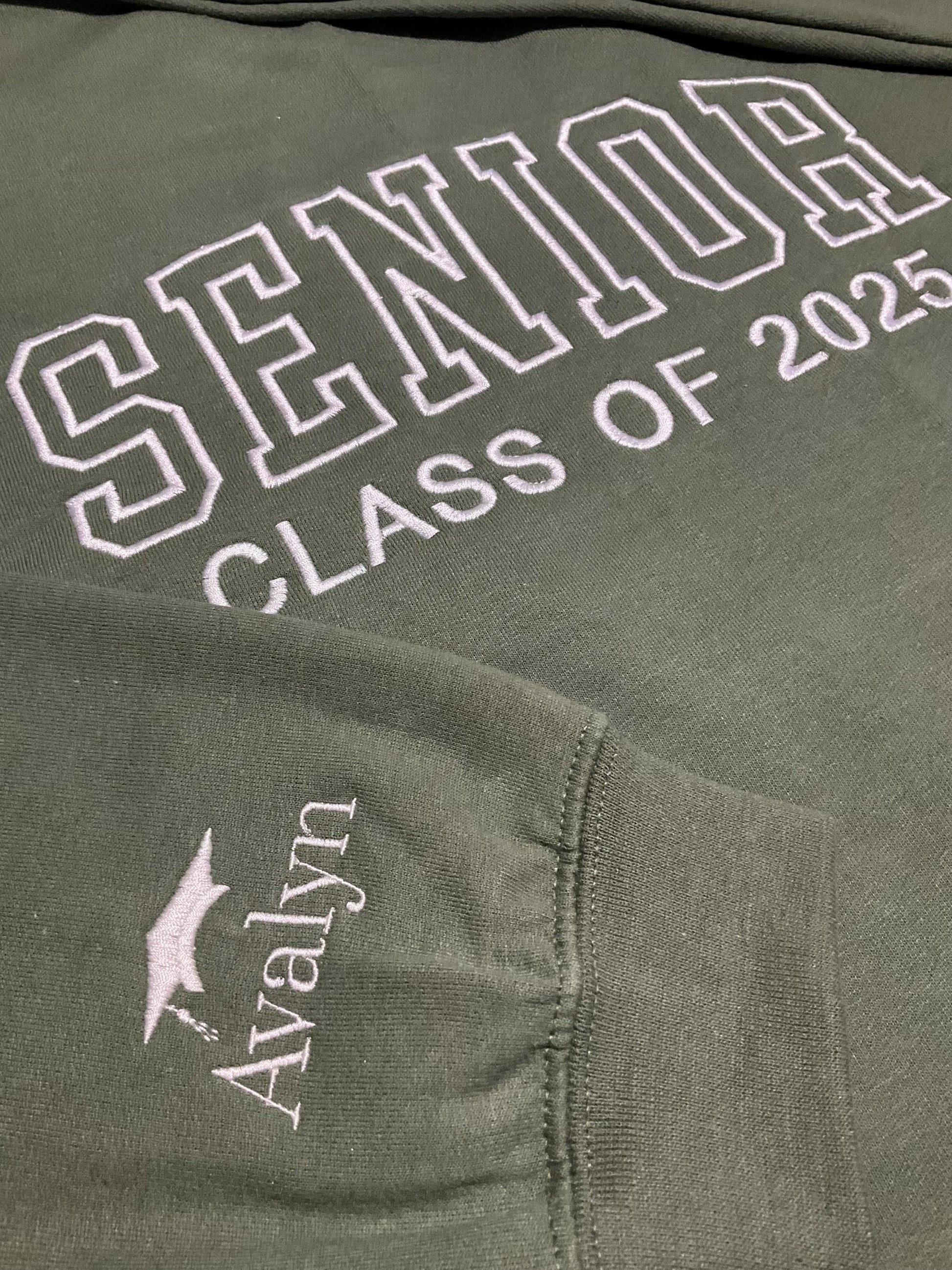 Custom Embroidered Senior Sweatshirt | Senior 2025 Sweatshirt | Graduation Hoodie | Class of 2025 | Senior Shirt | Graduation Gift by Lina Loves Two, handmade in Los Angeles CA
