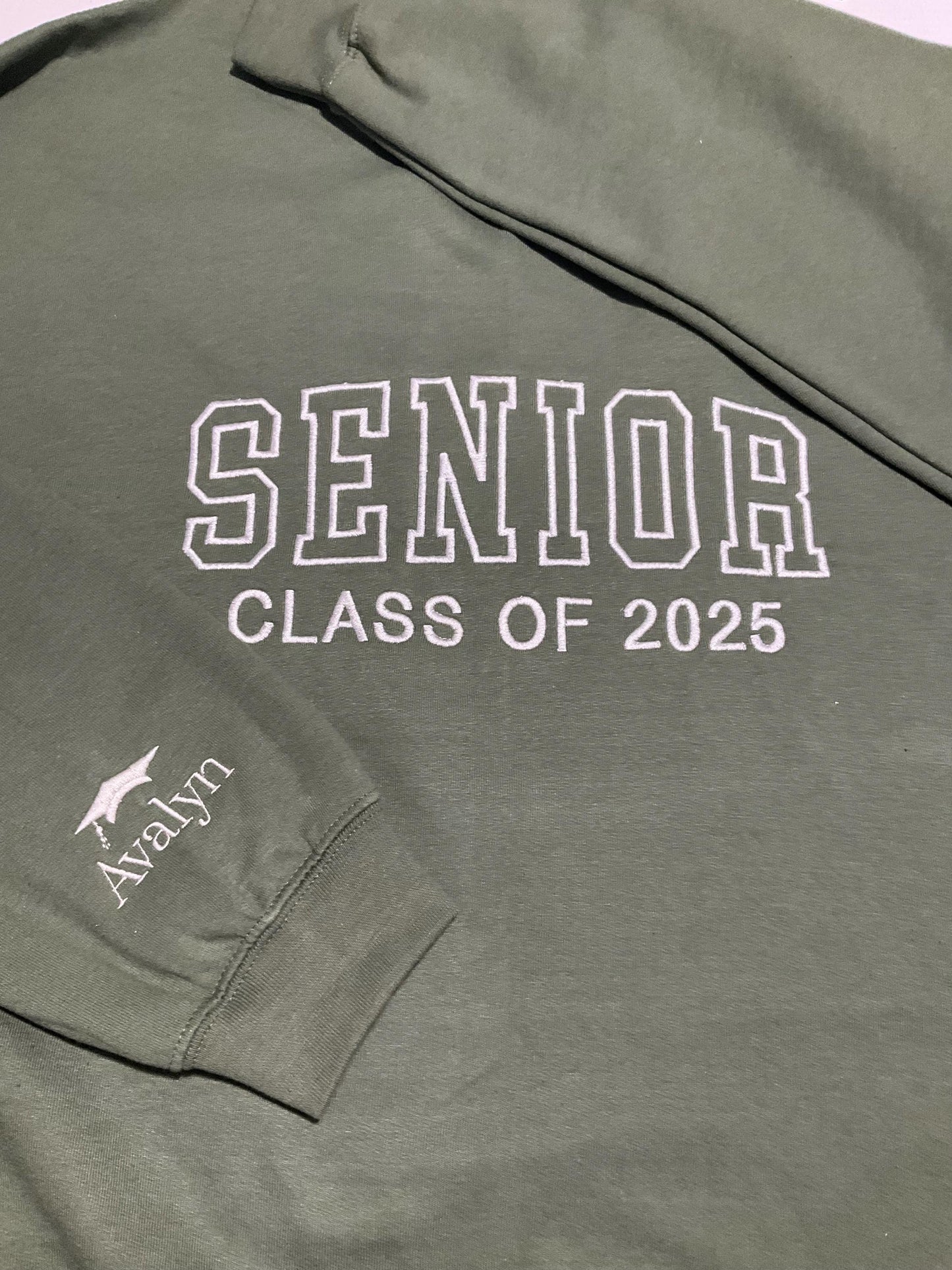 Custom Embroidered Senior Sweatshirt | Senior 2025 Sweatshirt | Graduation Hoodie | Class of 2025 | Senior Shirt | Graduation Gift by Lina Loves Two, handmade in Los Angeles CA