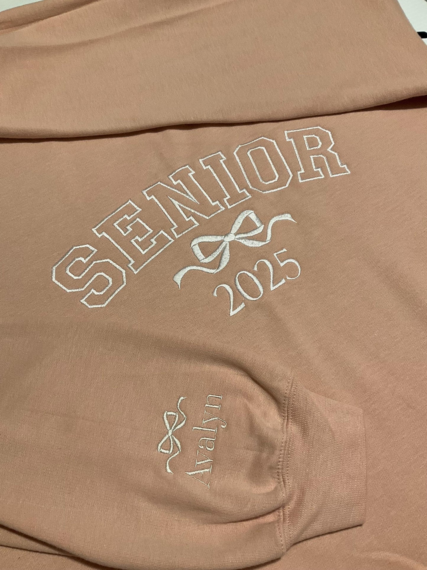 Custom Embroidered Senior Sweatshirt | Senior 2025 Sweatshirt | Graduation Hoodie | Class of 2025 | Senior Shirt | Graduation Gift by Lina Loves Two, handmade in Los Angeles CA