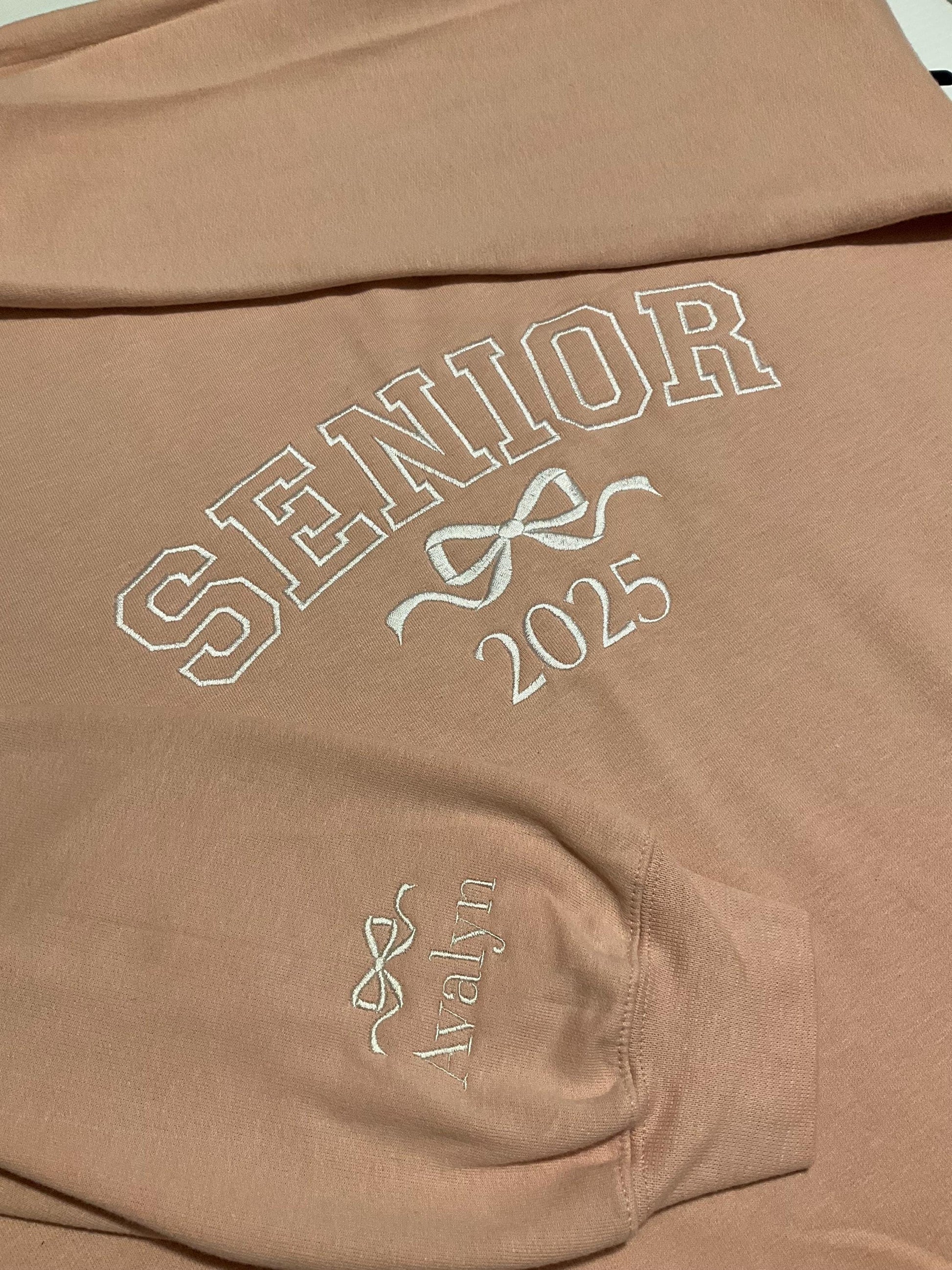 Custom Embroidered Senior Sweatshirt | Senior 2025 Sweatshirt | Graduation Hoodie | Class of 2025 | Senior Shirt | Graduation Gift by Lina Loves Two, handmade in Los Angeles CA