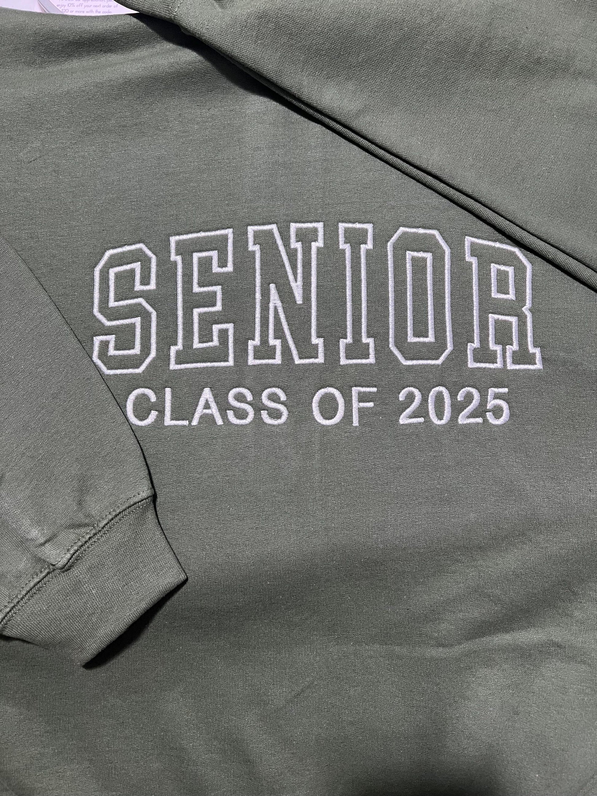 Custom Embroidered Senior Sweatshirt | Senior 2025 Sweatshirt | Graduation Hoodie | Class of 2025 | Senior Shirt | Graduation Gift by Lina Loves Two, handmade in Los Angeles CA