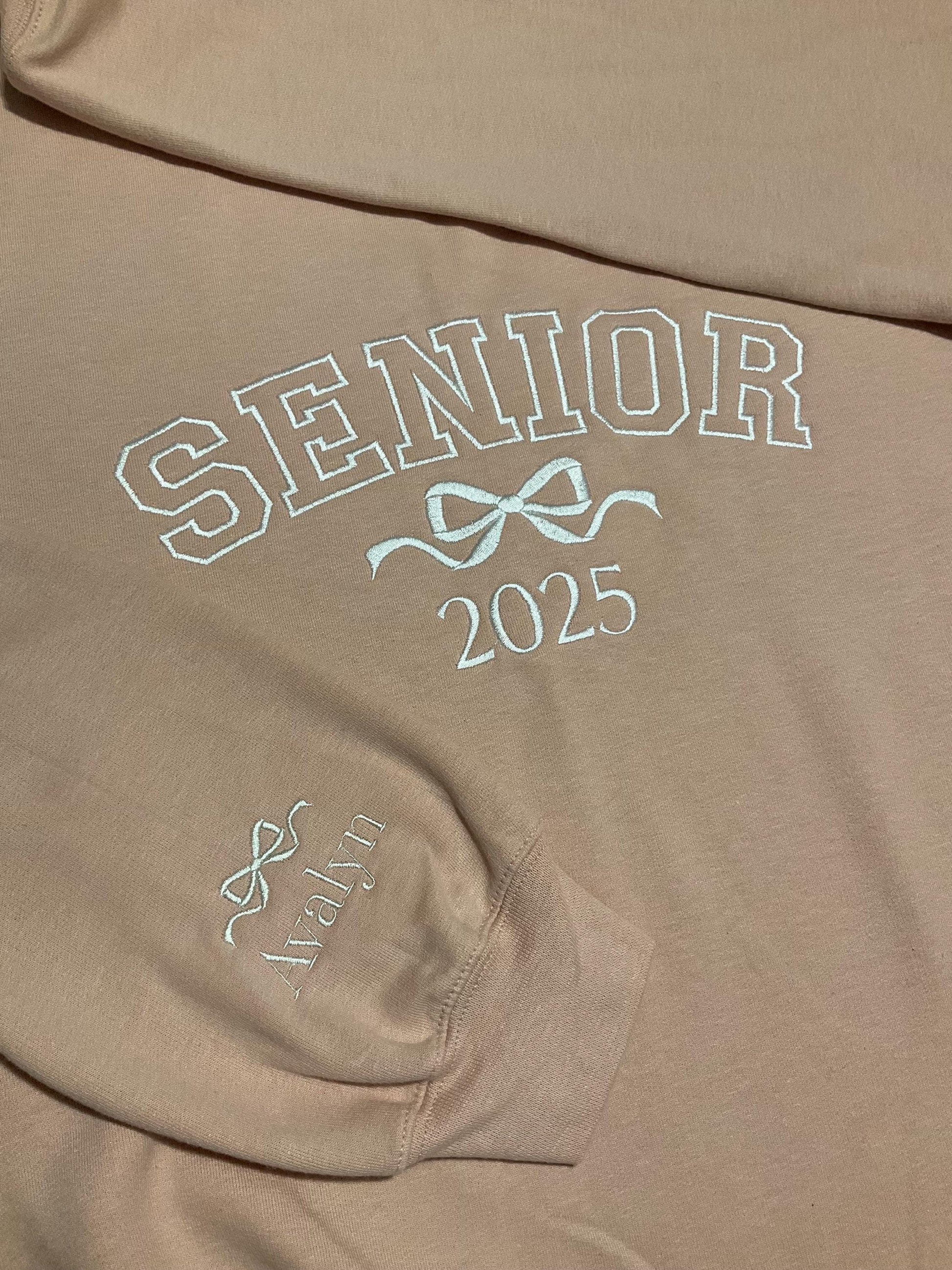 Custom Embroidered Senior Sweatshirt | Senior 2025 Sweatshirt | Graduation Hoodie | Class of 2025 | Senior Shirt | Graduation Gift by Lina Loves Two, handmade in Los Angeles CA