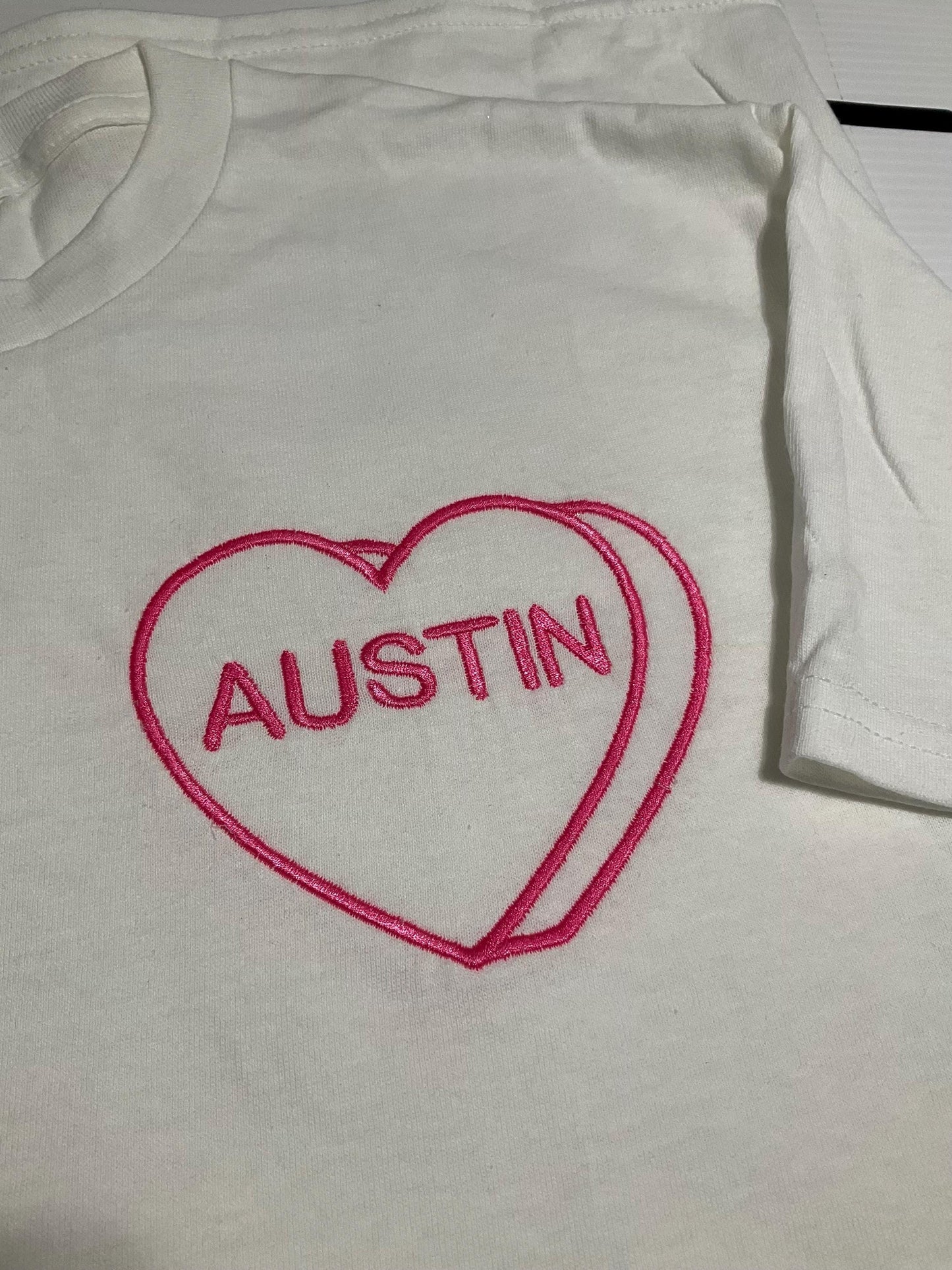 Custom Embroidered Valentine T-Shirt | Personalized Candy Hearts | Valentine Gift | Children's Gift | Couples Gift | Personalized Gift