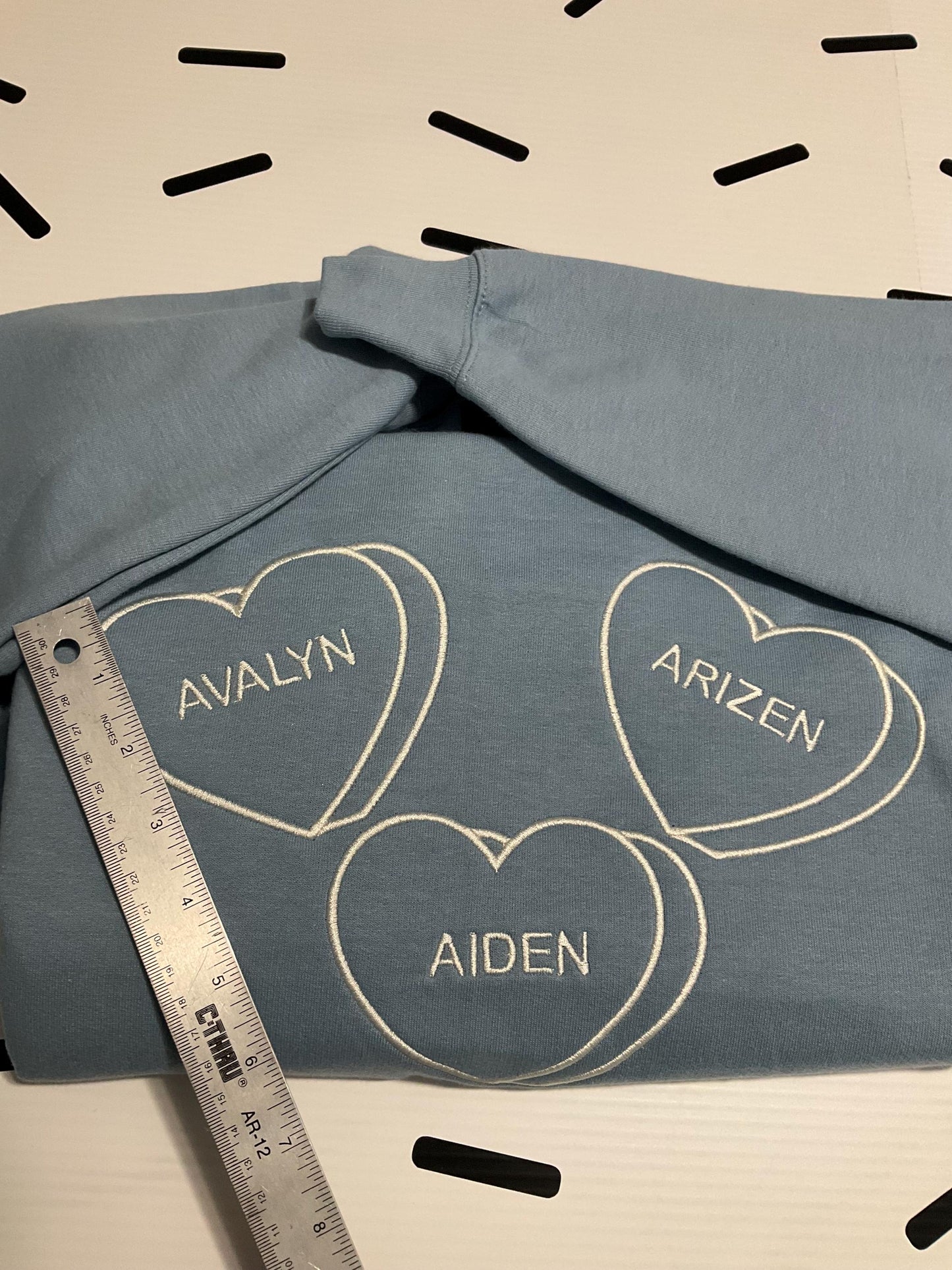 Custom Embroidered Valentine Sweatshirt | Personalized Candy Hearts | Valentine Gift | Boyfriend Gift | Couples Gift | Personalized Gift by Lina Loves Two, handmade in Los Angeles CA