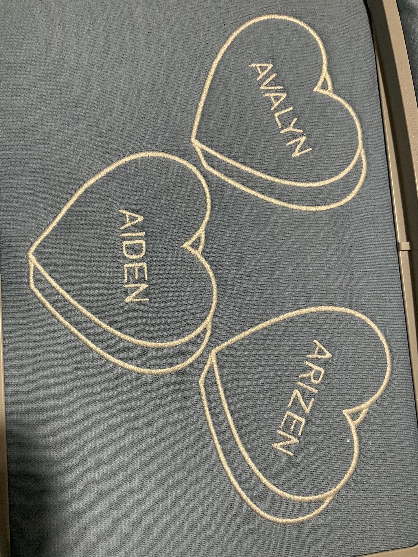 Custom Embroidered Valentine Sweatshirt | Personalized Candy Hearts | Valentine Gift | Boyfriend Gift | Couples Gift | Personalized Gift by Lina Loves Two, handmade in Los Angeles CA