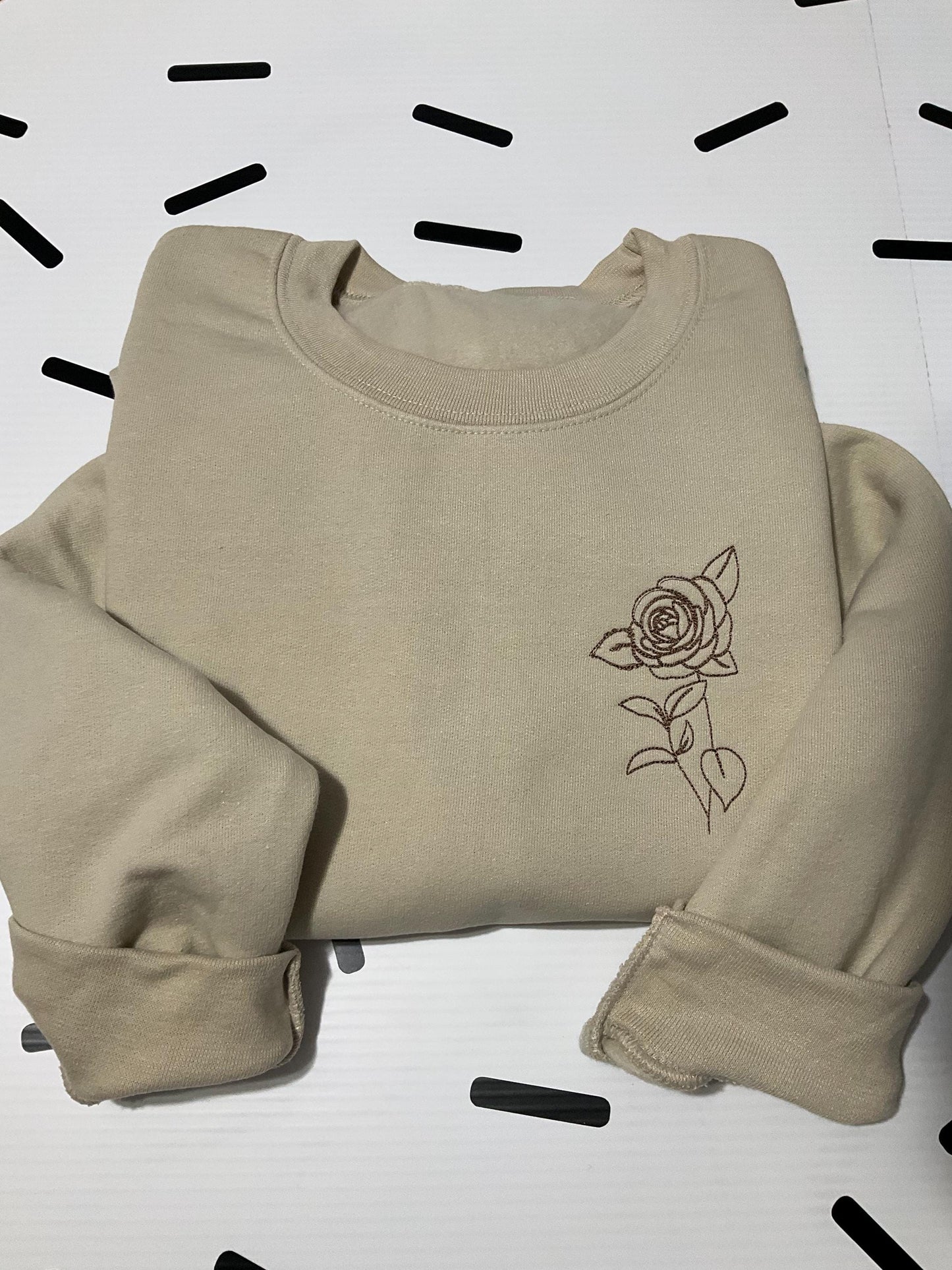 Custom Embroidered Birth Month Flower Sweatshirt: Personalized Birthday Gift by Lina Loves Two, handmade in Los Angeles CA