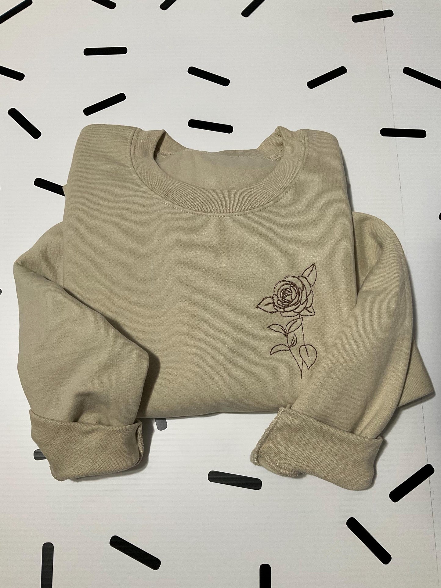 Custom Embroidered Birth Month Flower Sweatshirt: Personalized Birthday Gift by Lina Loves Two, handmade in Los Angeles CA