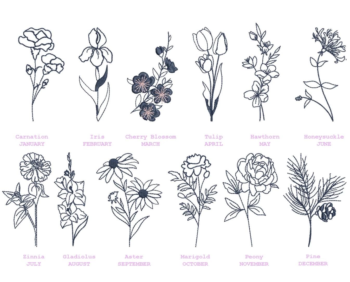 Custom Embroidered Birth Month Flower Sweatshirt: Personalized Birthday Gift by Lina Loves Two, handmade in Los Angeles CA