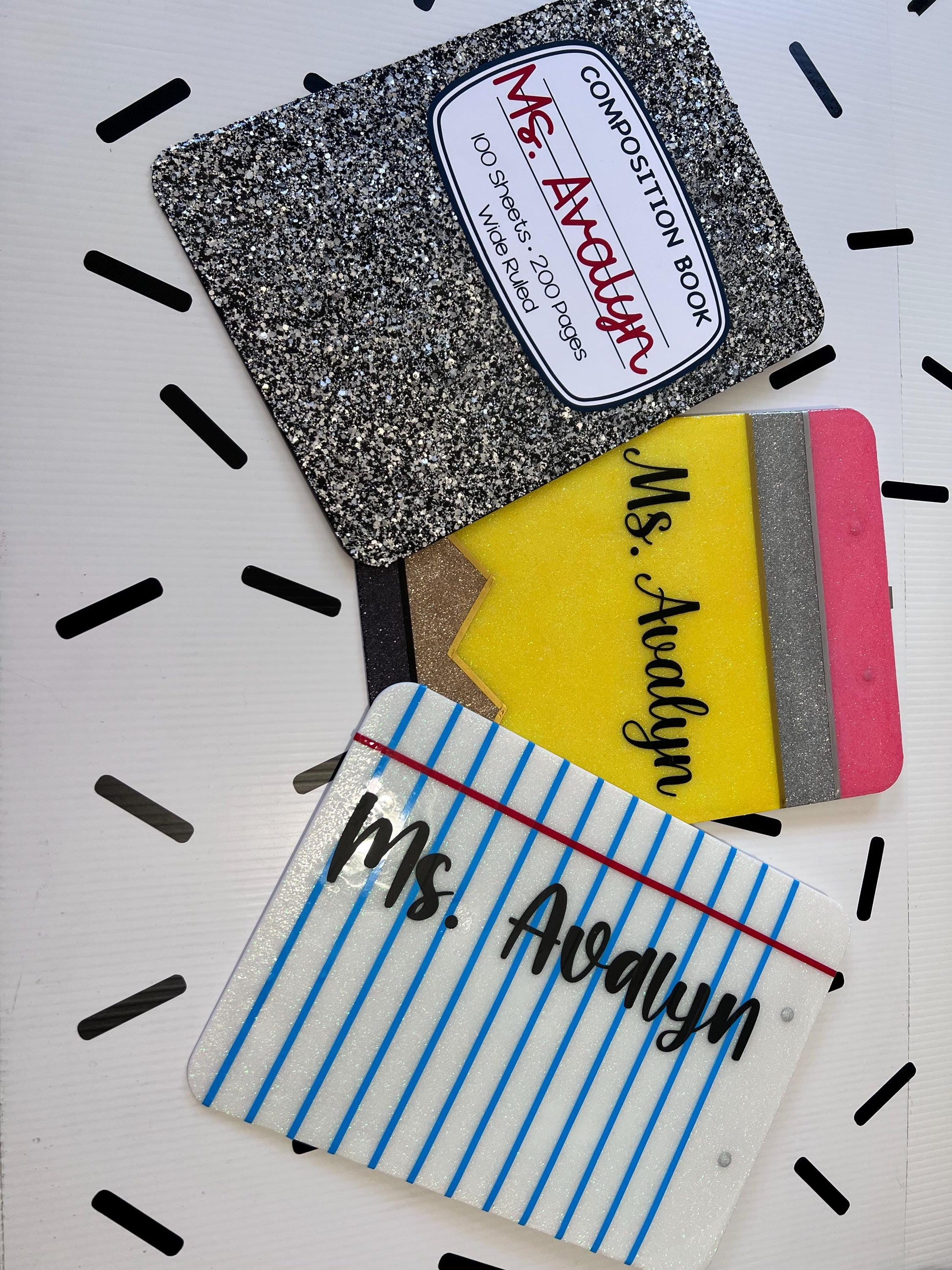 Personalized Glitter Letter Clipboard: Teacher Appreciation Gift by Lina Loves Two, handmade in Los Angeles CA