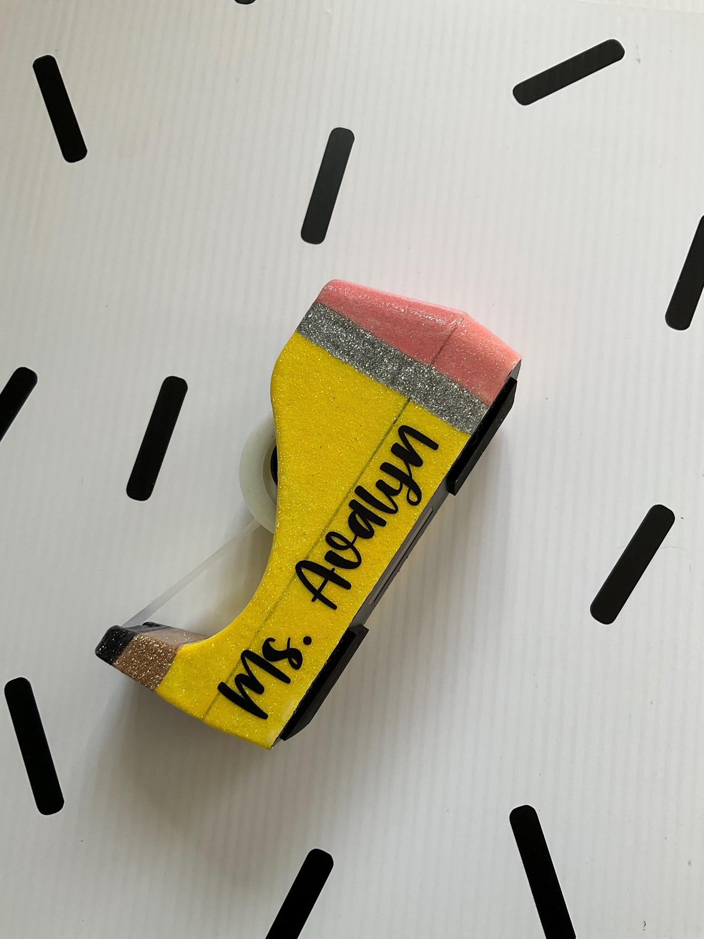 Glitter Pencil Tape Dispenser: Unique Teacher Desk Accessory by Lina Loves Two, handmade in Los Angeles CA