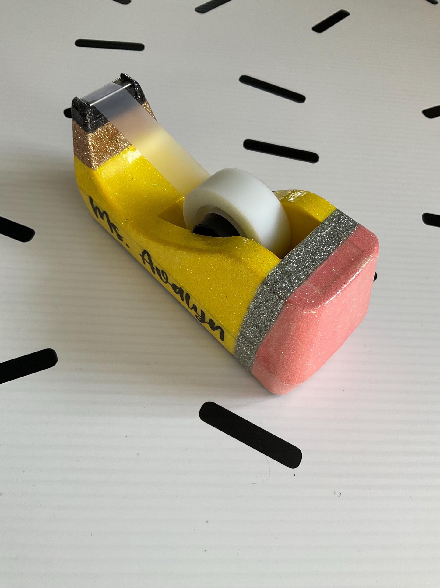 Tape Dispenser | Teacher Gifts | Unique Teacher Desk Accessory | Glitter Pencil Tape Dispenser | Sparkling Pencil Design