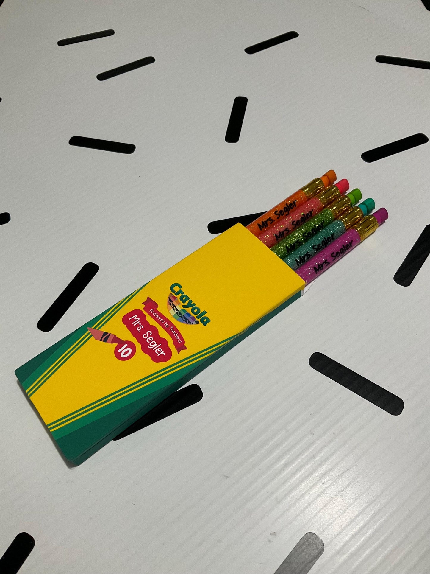 x5 Glitter Color Personalized Lead Pencils| Unique Teacher Gifts | Customized Teacher Appreciation Gift | Glitter Lead Pencils by Lina Loves Two, handmade in Los Angeles CA