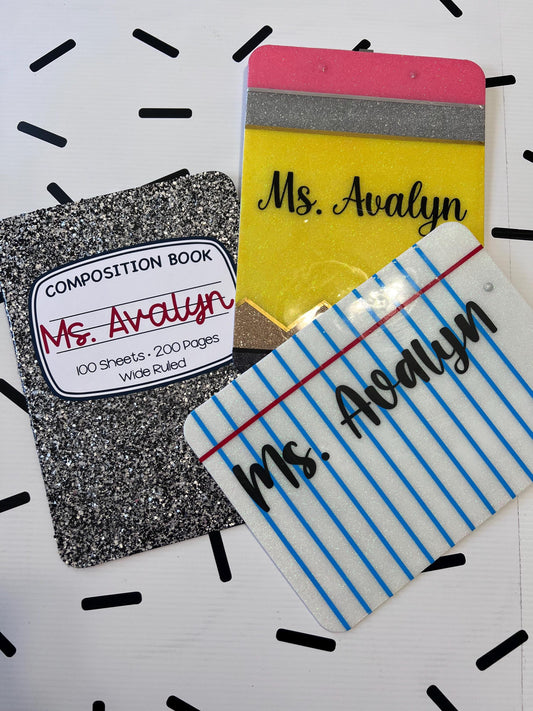 Personalized Glitter Letter Clipboard: Teacher Appreciation Gift by Lina Loves Two, handmade in Los Angeles CA