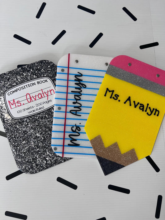 Personalized Glitter Memo Clipboard: Teacher Appreciation Gift (6x10") by Lina Loves Two, handmade in Los Angeles CA