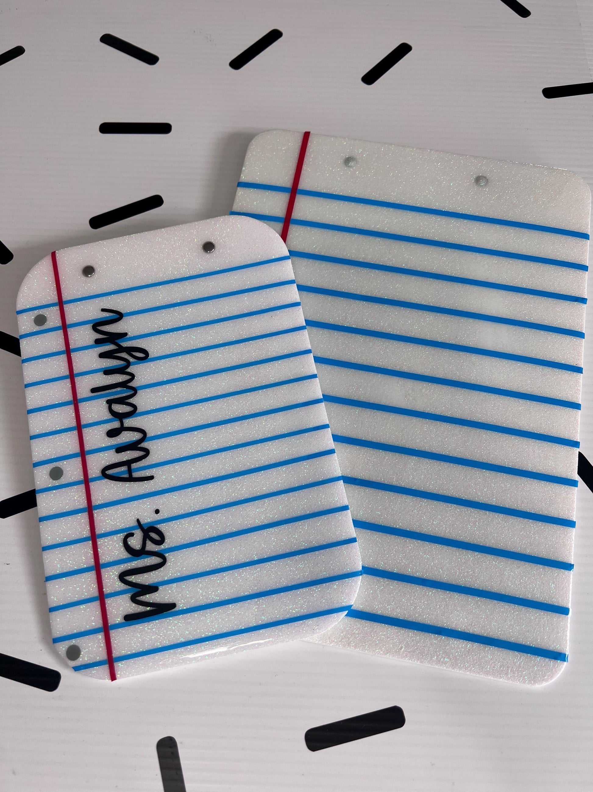 Personalized Glitter Memo Clipboard: Teacher Appreciation Gift (6x10") by Lina Loves Two, handmade in Los Angeles CA