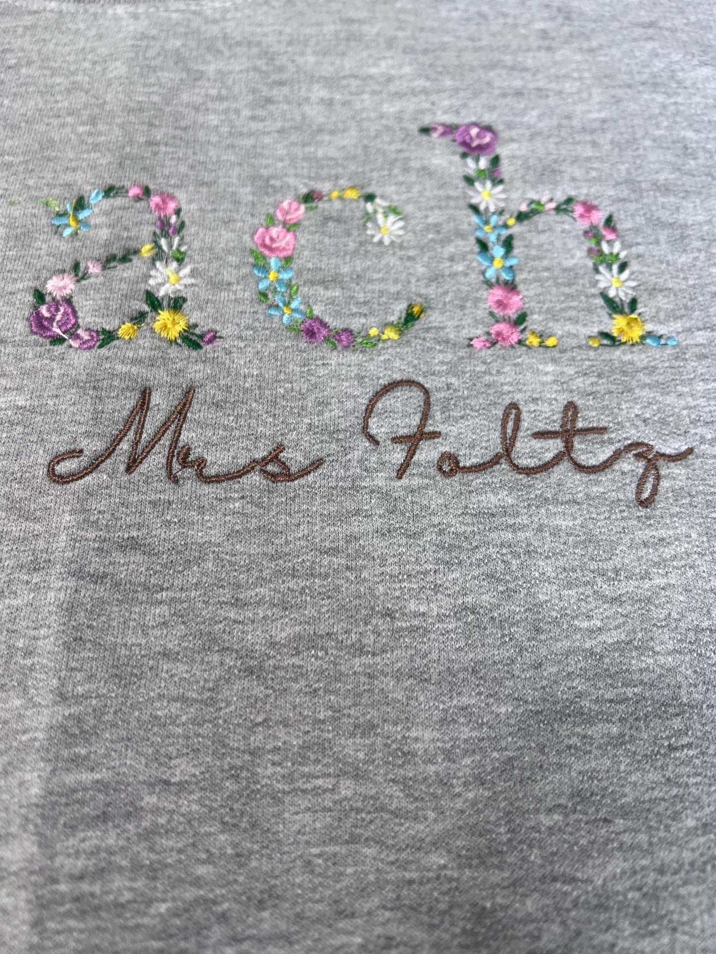 Teach Embroidered Floral Sweatshirt | Personalized Name Teacher Hoodie | New Teacher Gift | Teacher Appreciation | Custom Teach Sweatshirt by Lina Loves Two, handmade in Los Angeles CA