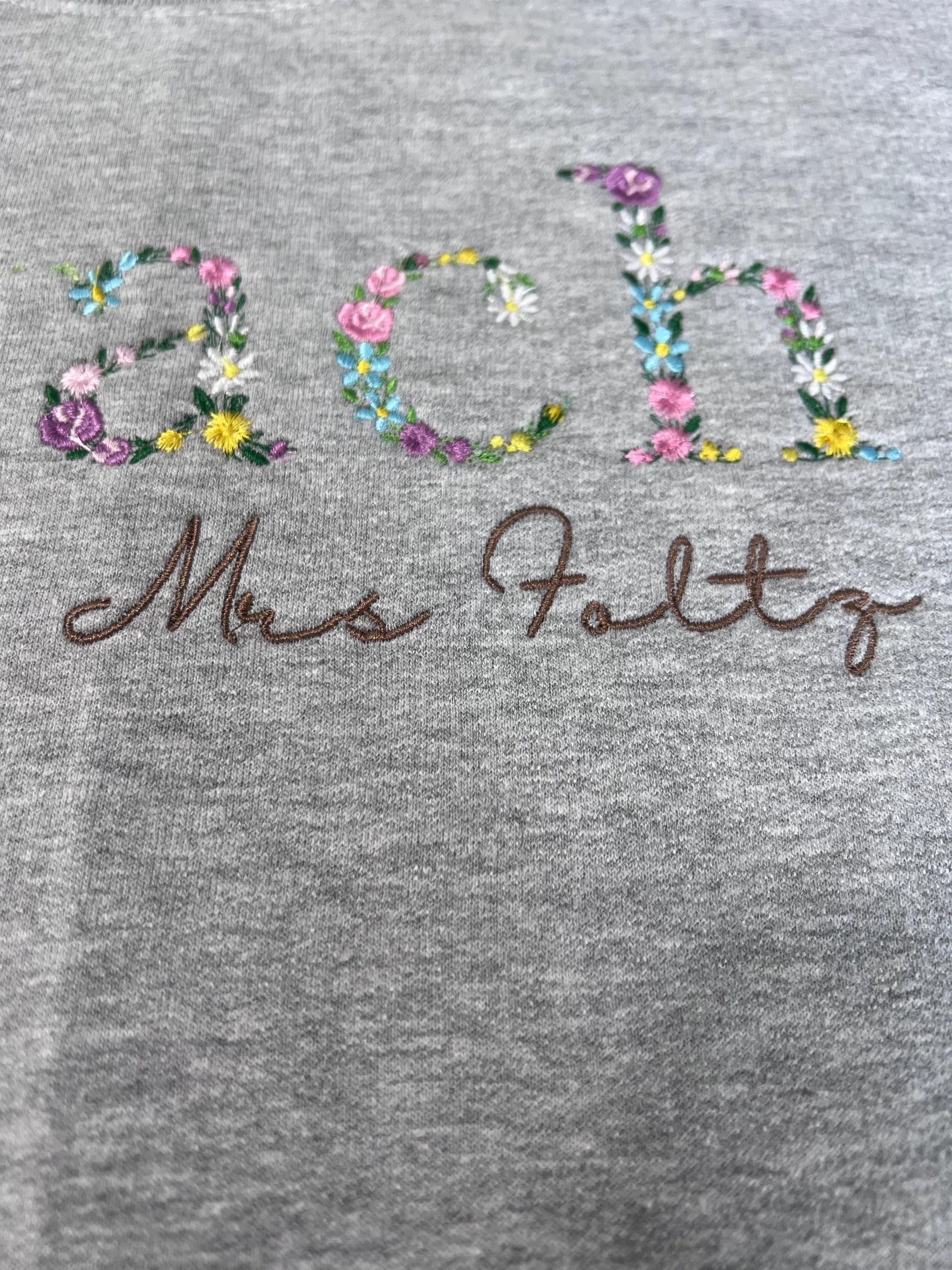 Teach Embroidered Floral Sweatshirt | Personalized Name Teacher Hoodie | New Teacher Gift | Teacher Appreciation | Custom Teach Sweatshirt by Lina Loves Two, handmade in Los Angeles CA