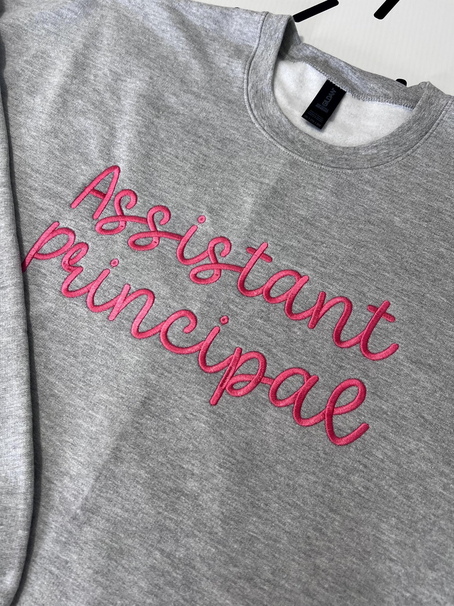 Embroidered Assistant Principal Sweatshirt | Teacher Appreciation | Custom Assistant Name Shirt | Gift for Principal | Back To School Shirt by Lina Loves Two, handmade in Los Angeles CA