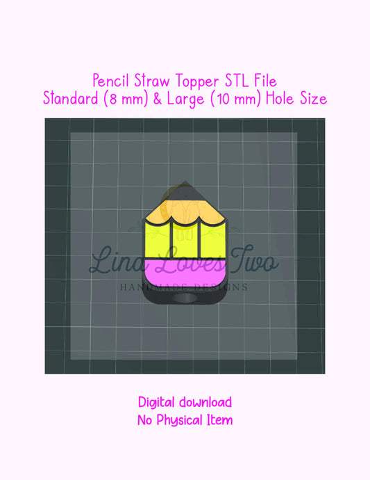 3D Pencil Straw Topper STL File | 3D Print Straw Topper Digital Download | Chunky Pencil Straw Topper | Pencil Straw Topper