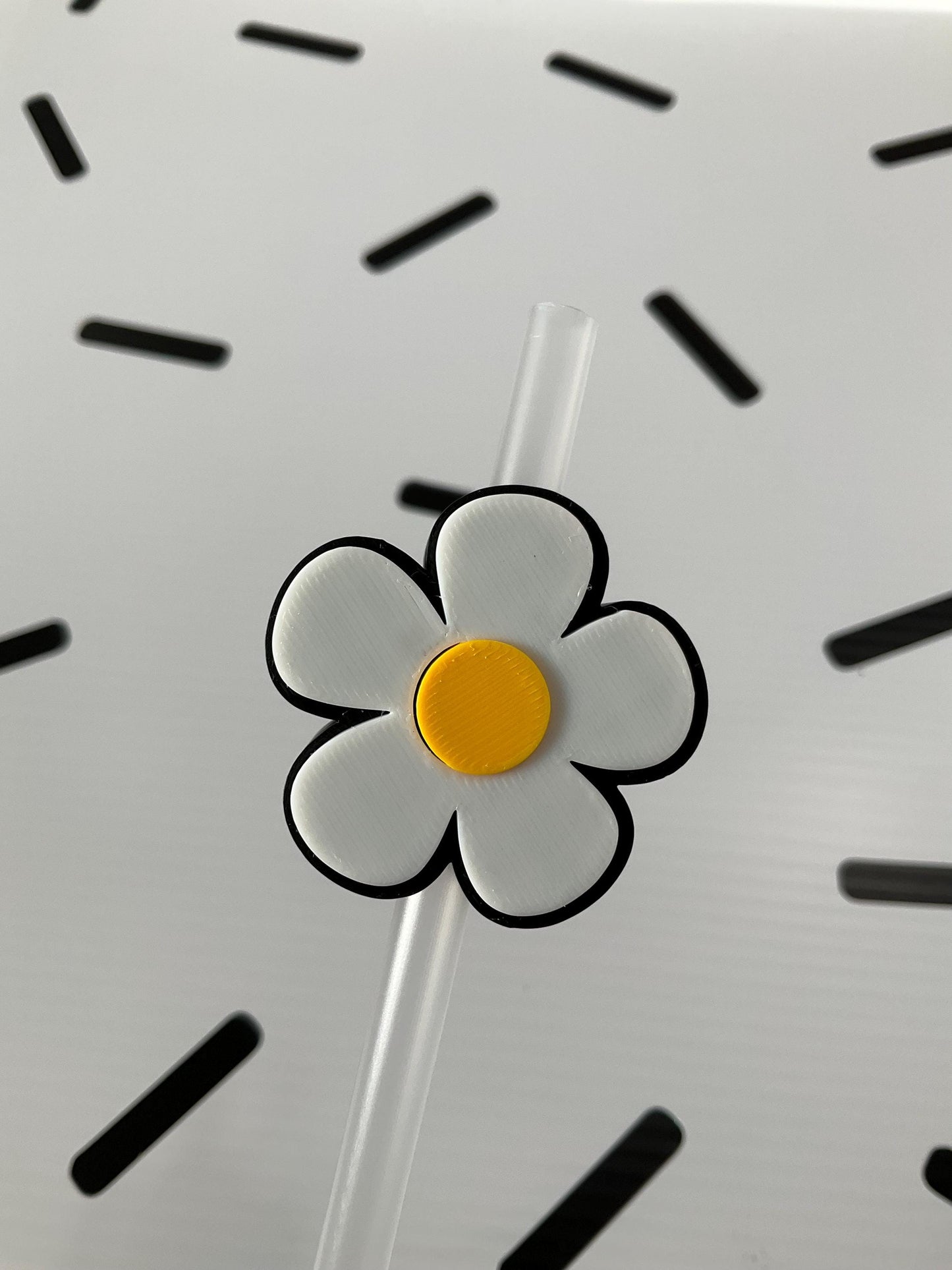 3D Printed Daisy Straw Topper: Reusable Floral Cup Charm by Lina Loves Two, handmade in Los Angeles CA