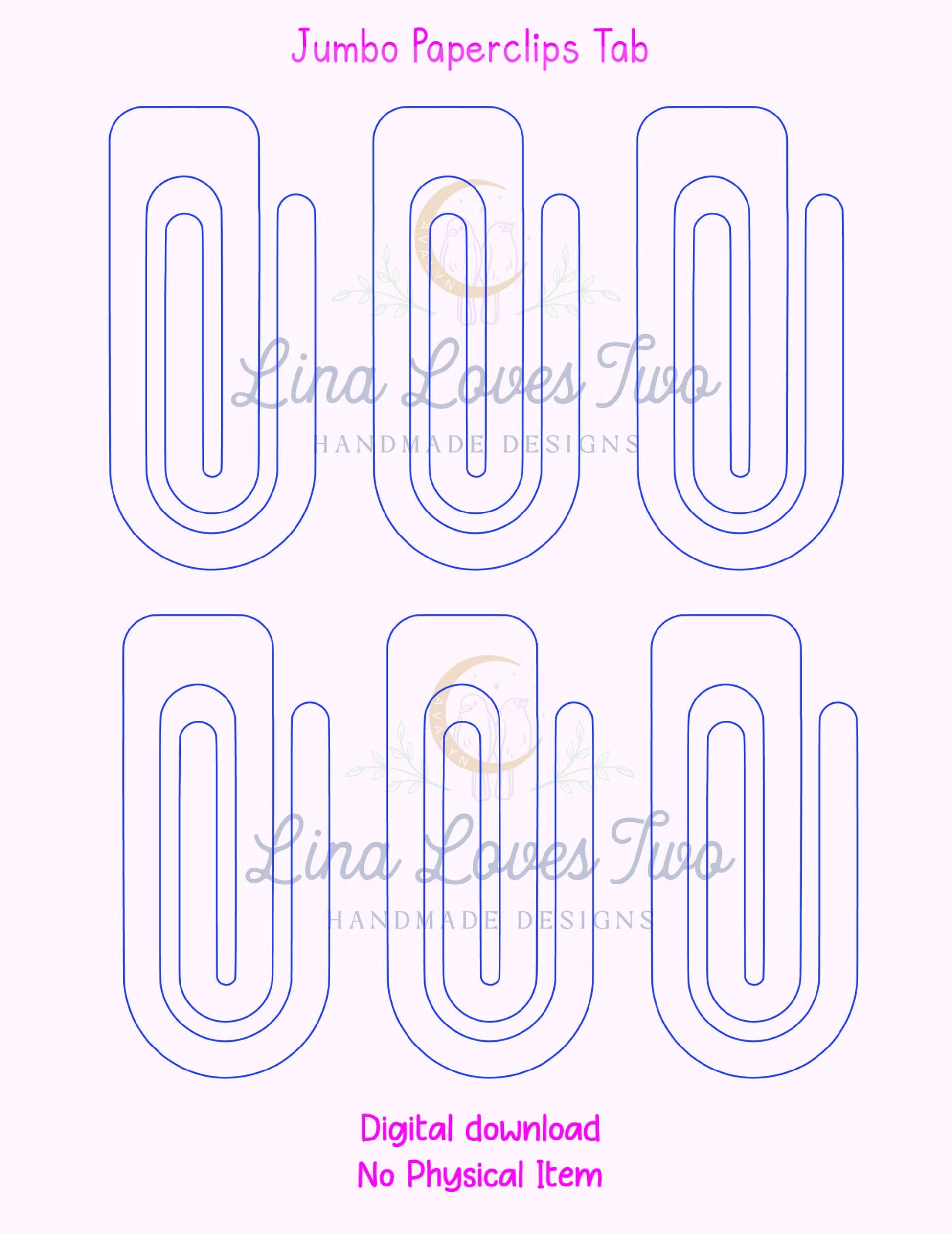Jumbo Paperclip Tab Template: Laser & Vinyl Cut File ( File) by Lina Loves Two, handmade in Los Angeles CA