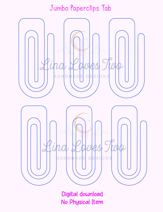 Jumbo Paperclip Tab Template: Laser & Vinyl Cut File ( File) by Lina Loves Two, handmade in Los Angeles CA