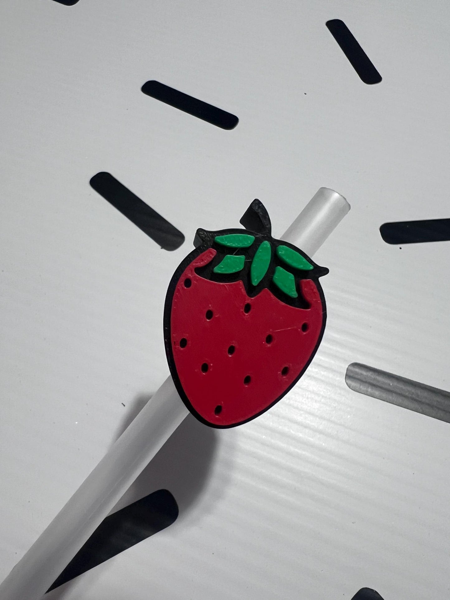 3D Printed Strawberry Straw Topper: Kawaii Tumbler Accessory by Lina Loves Two, handmade in Los Angeles CA
