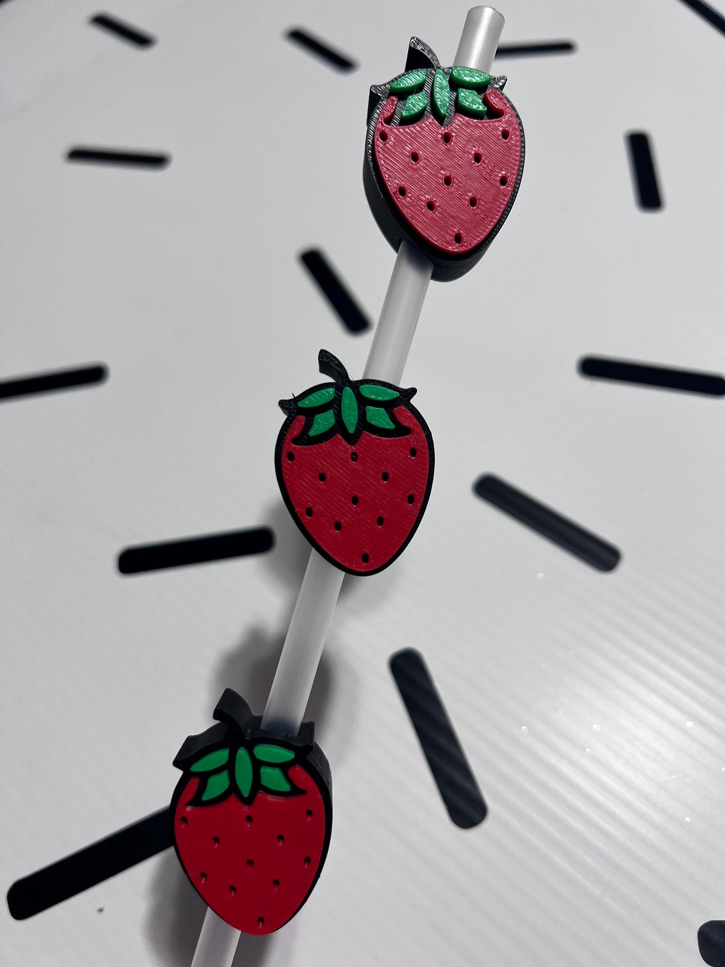 3D Printed Strawberry Straw Topper: Kawaii Tumbler Accessory by Lina Loves Two, handmade in Los Angeles CA