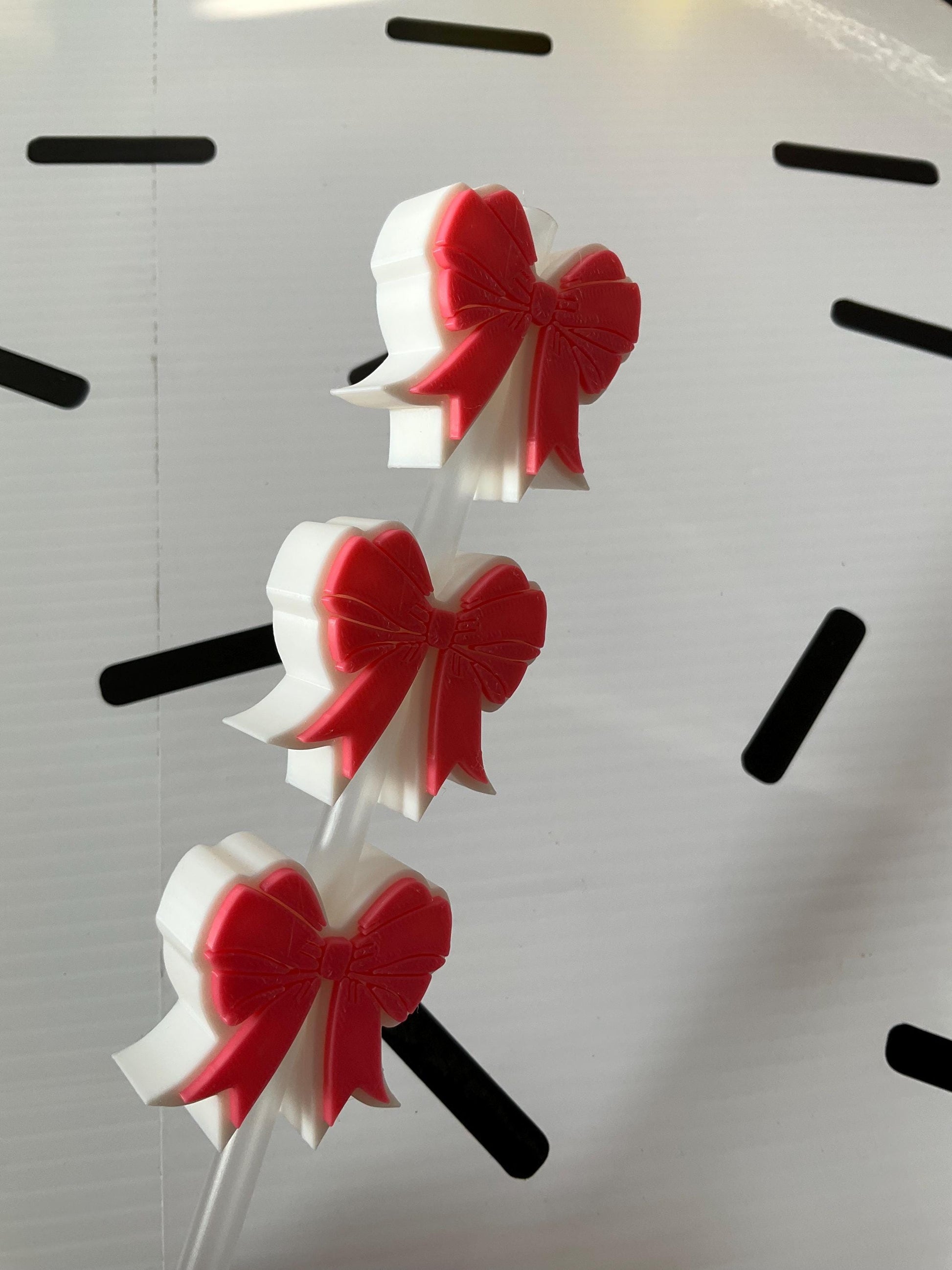 Red or Pink Bow Straw Topper | Cute Tumbler Straw Charm | Coquette Aesthetic Drink Accessory | Reusable Cup Decor | Girly Gift Idea by Lina Loves Two, handmade in Los Angeles CA