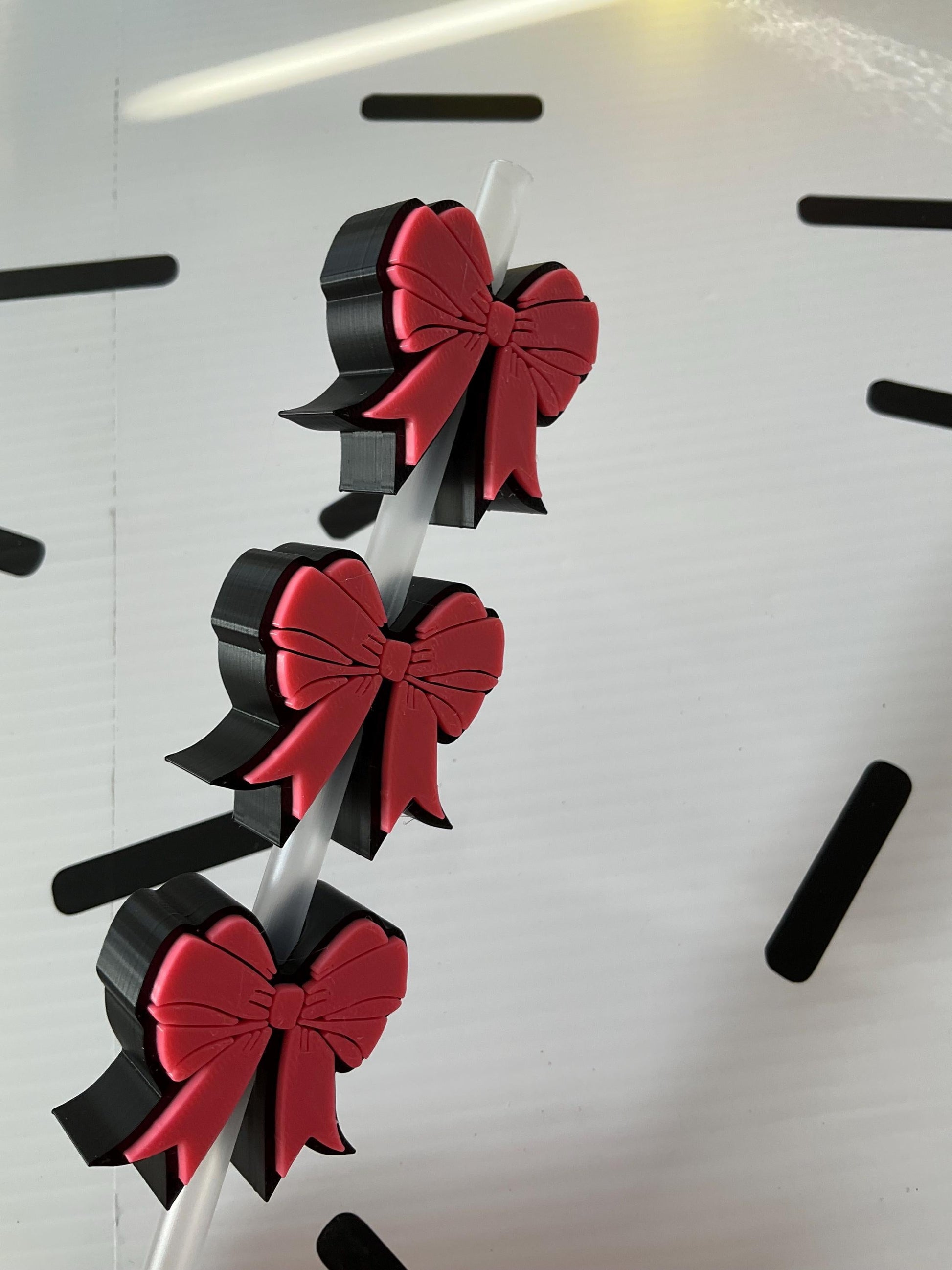 Red or Pink Bow Straw Topper | Cute Tumbler Straw Charm | Coquette Aesthetic Drink Accessory | Reusable Cup Decor | Girly Gift Idea by Lina Loves Two, handmade in Los Angeles CA