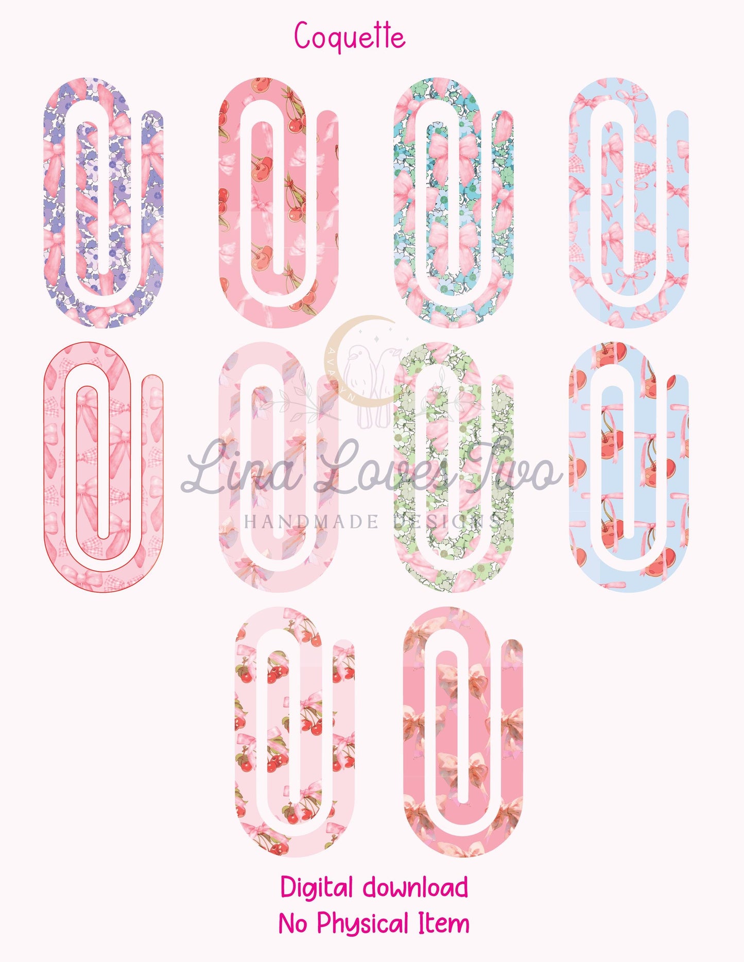 Coquette Jumbo Paperclip PNG: Sublimation Clipart (Digital Download)