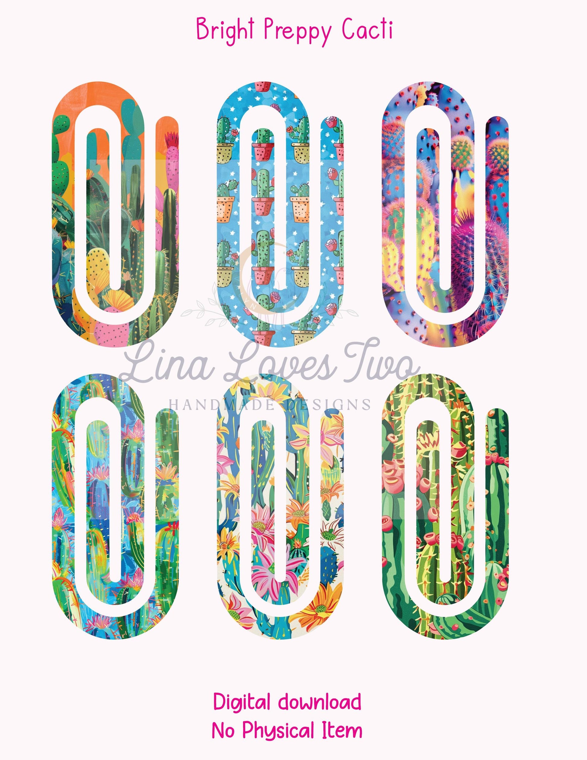 Preppy Cacti Jumbo Paperclip : ( ) by Lina Loves Two, handmade in Los Angeles CA