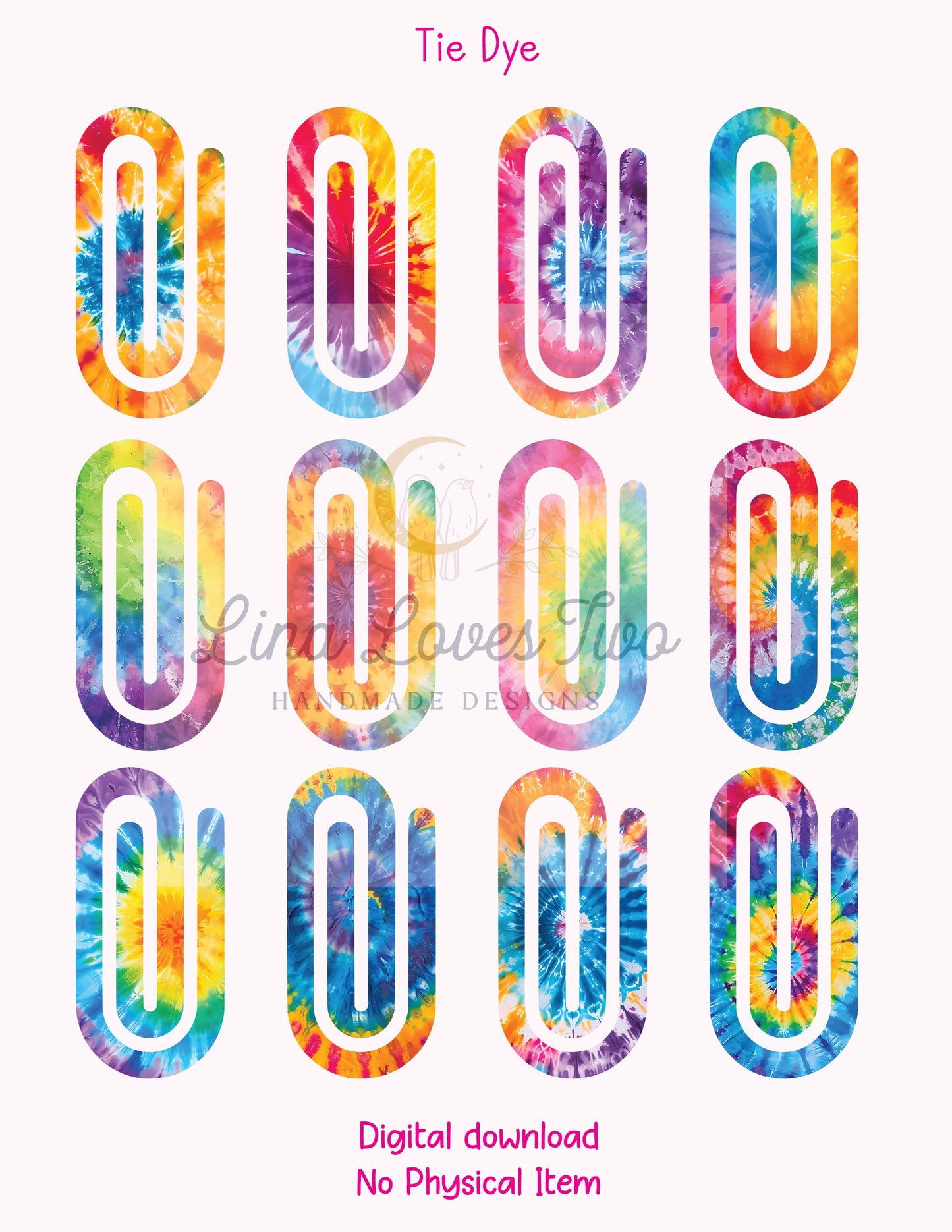 Tie-Dye Jumbo Paperclip : ( ) by Lina Loves Two, handmade in Los Angeles CA