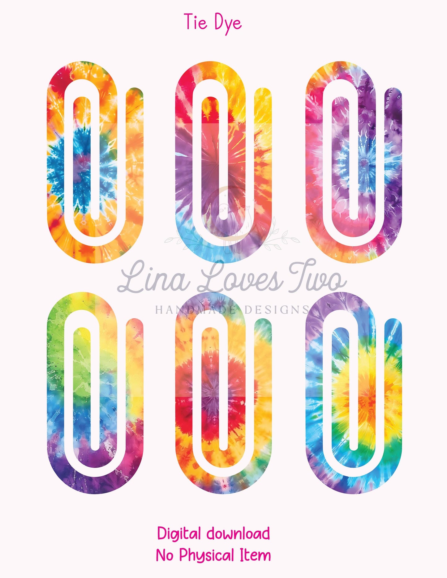 Tie-Dye Jumbo Paperclip : ( ) by Lina Loves Two, handmade in Los Angeles CA