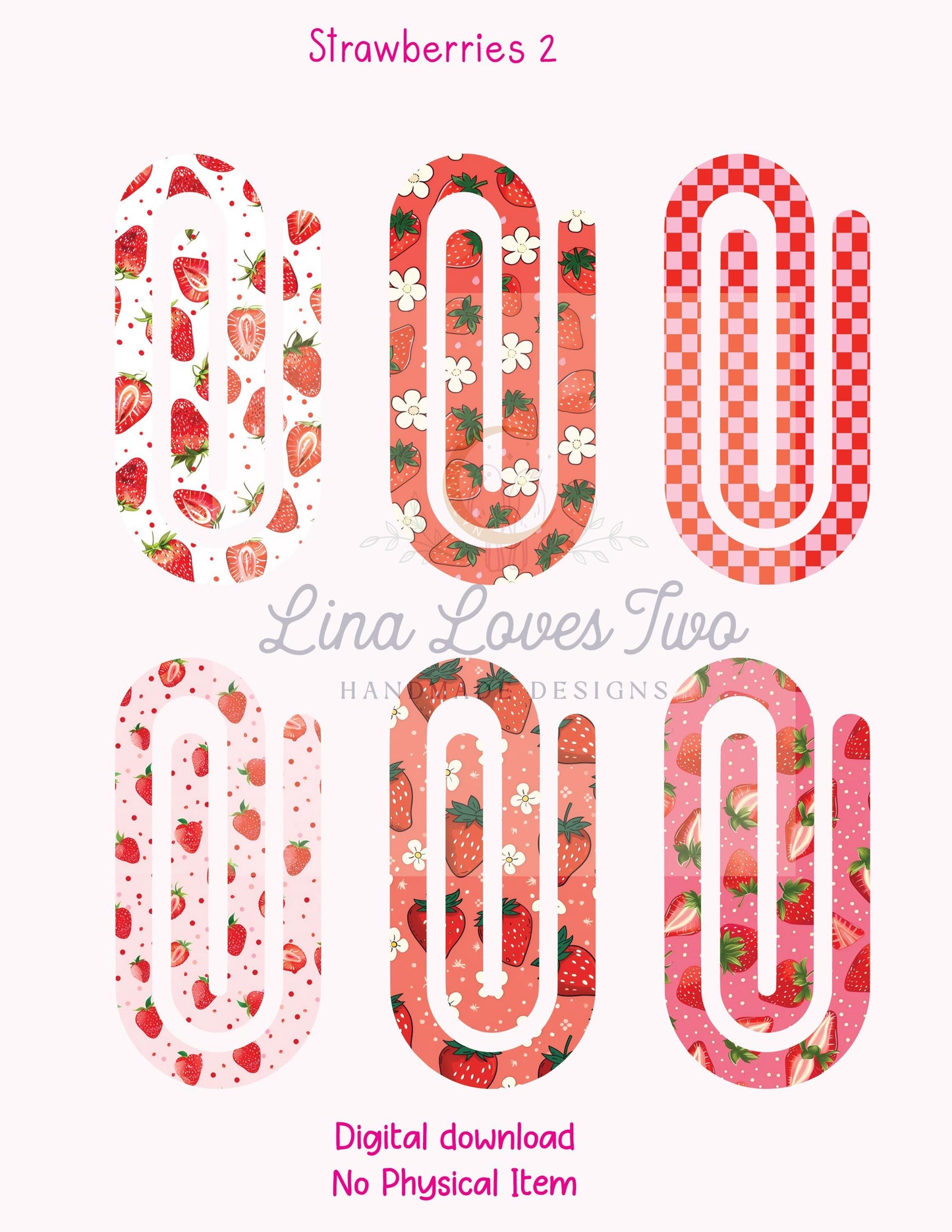 Strawberry Jumbo Paperclip : ( ) by Lina Loves Two, handmade in Los Angeles CA