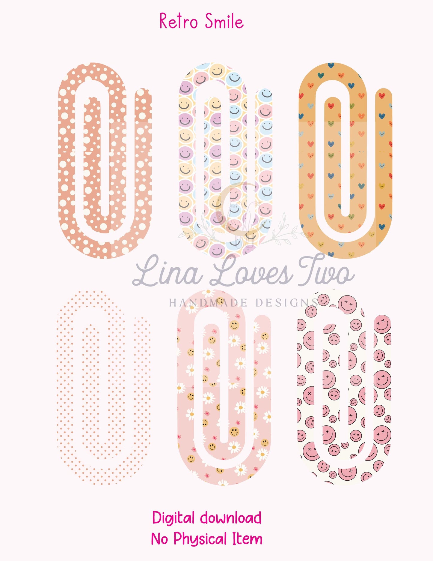 Retro Smile Jumbo Paperclip : ( ) by Lina Loves Two, handmade in Los Angeles CA