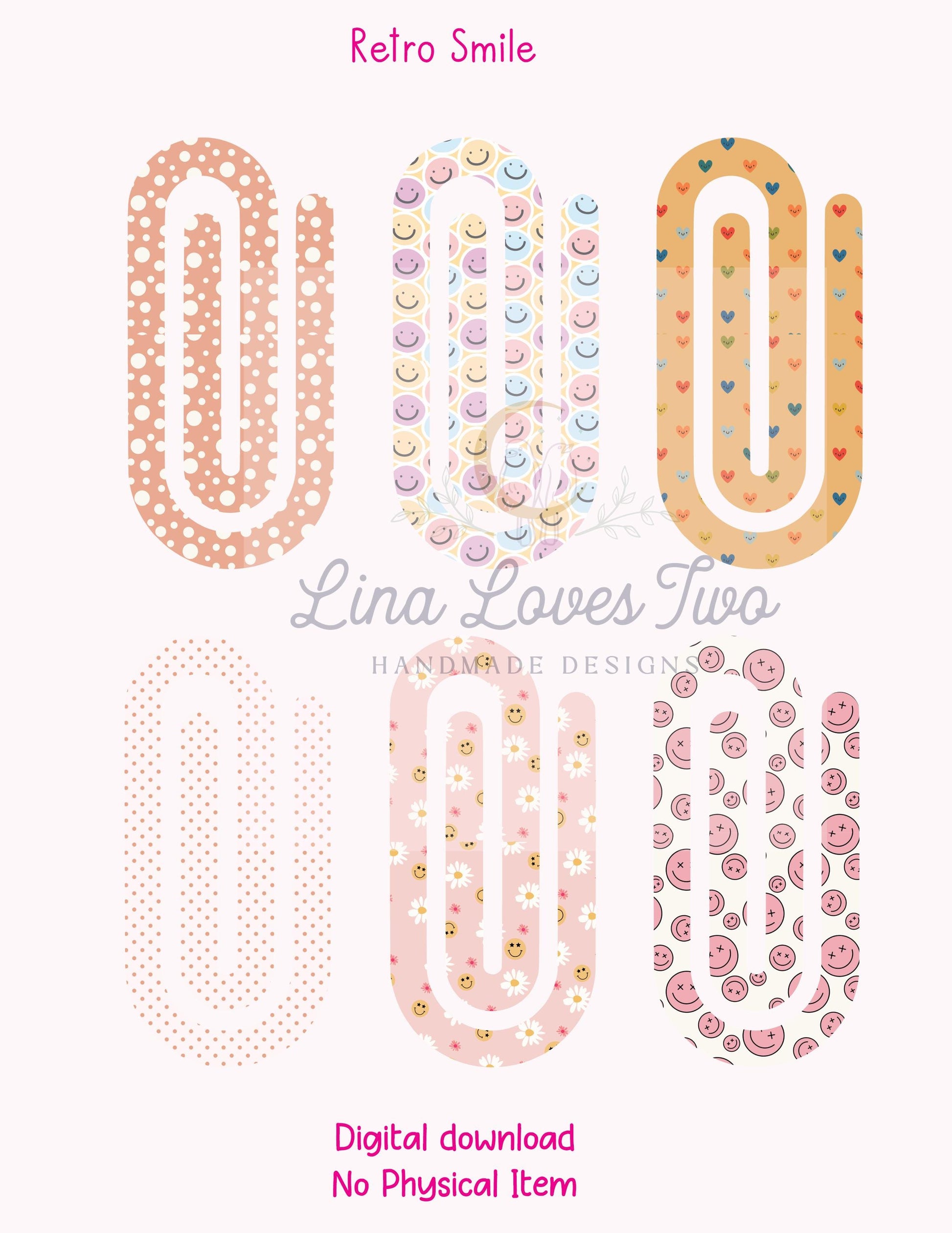 Retro Smile Jumbo Paperclip : ( ) by Lina Loves Two, handmade in Los Angeles CA