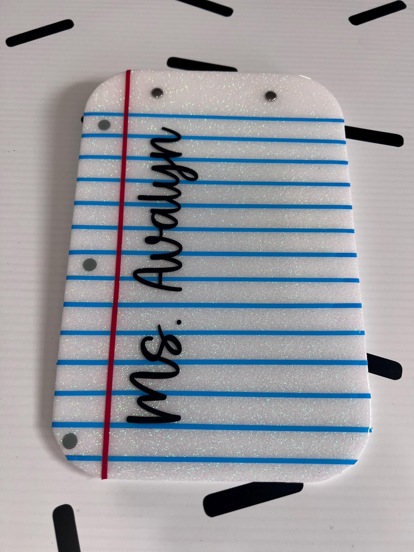 Personalized Glitter Memo Clipboard: Teacher Appreciation Gift (6x10") by Lina Loves Two, handmade in Los Angeles CA