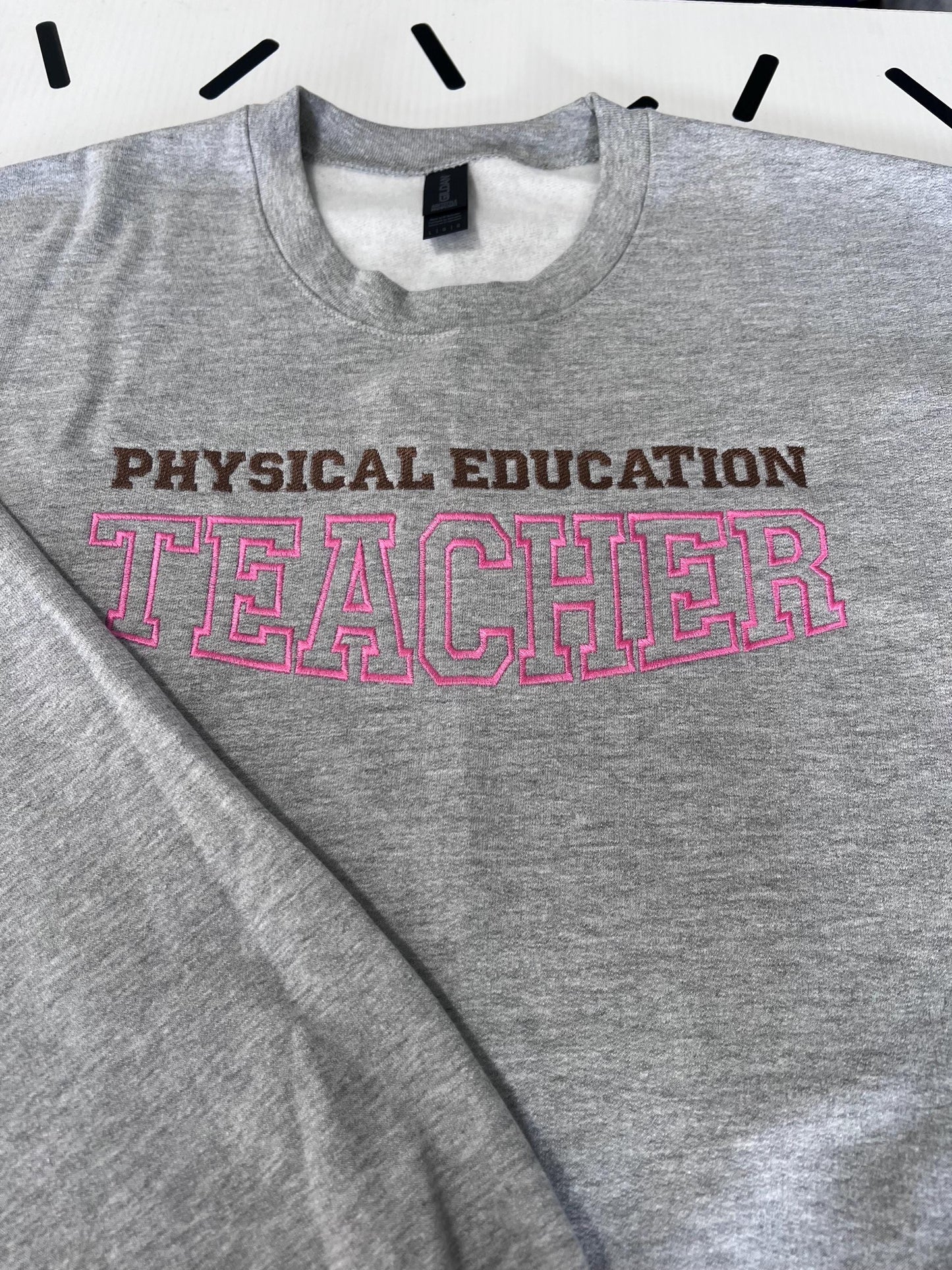 Custom Embroidered Teacher Sweatshirt: Personalized Subject Crewneck by Lina Loves Two, handmade in Los Angeles CA