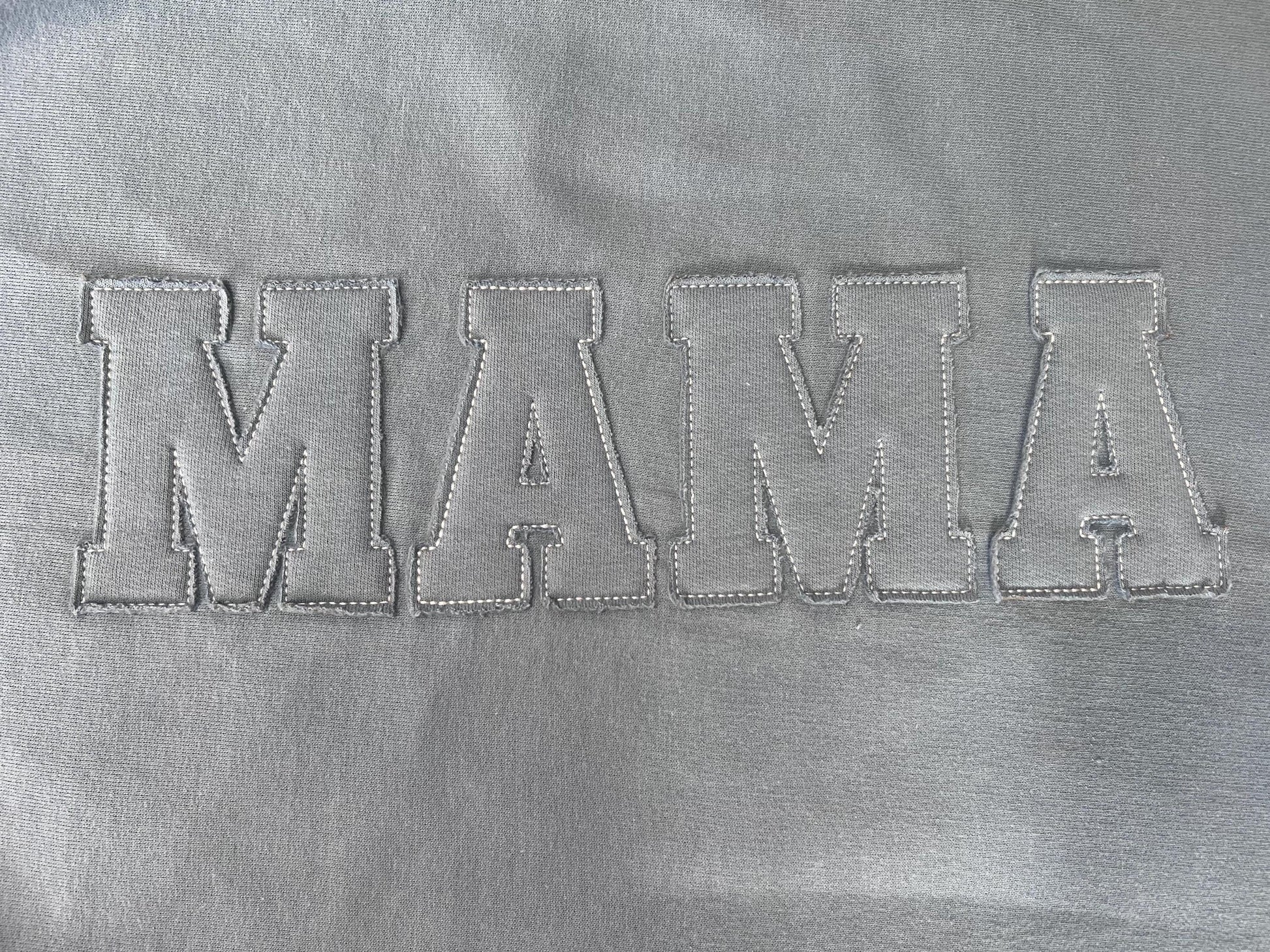 Embroidered Mama Crewneck with Kids Names on Sleeve | Personalized Mama Sweatshirt | Mama Shirt | Gift for Mom | Mother's Day or Wife Gift by Lina Loves Two, handmade in Los Angeles CA