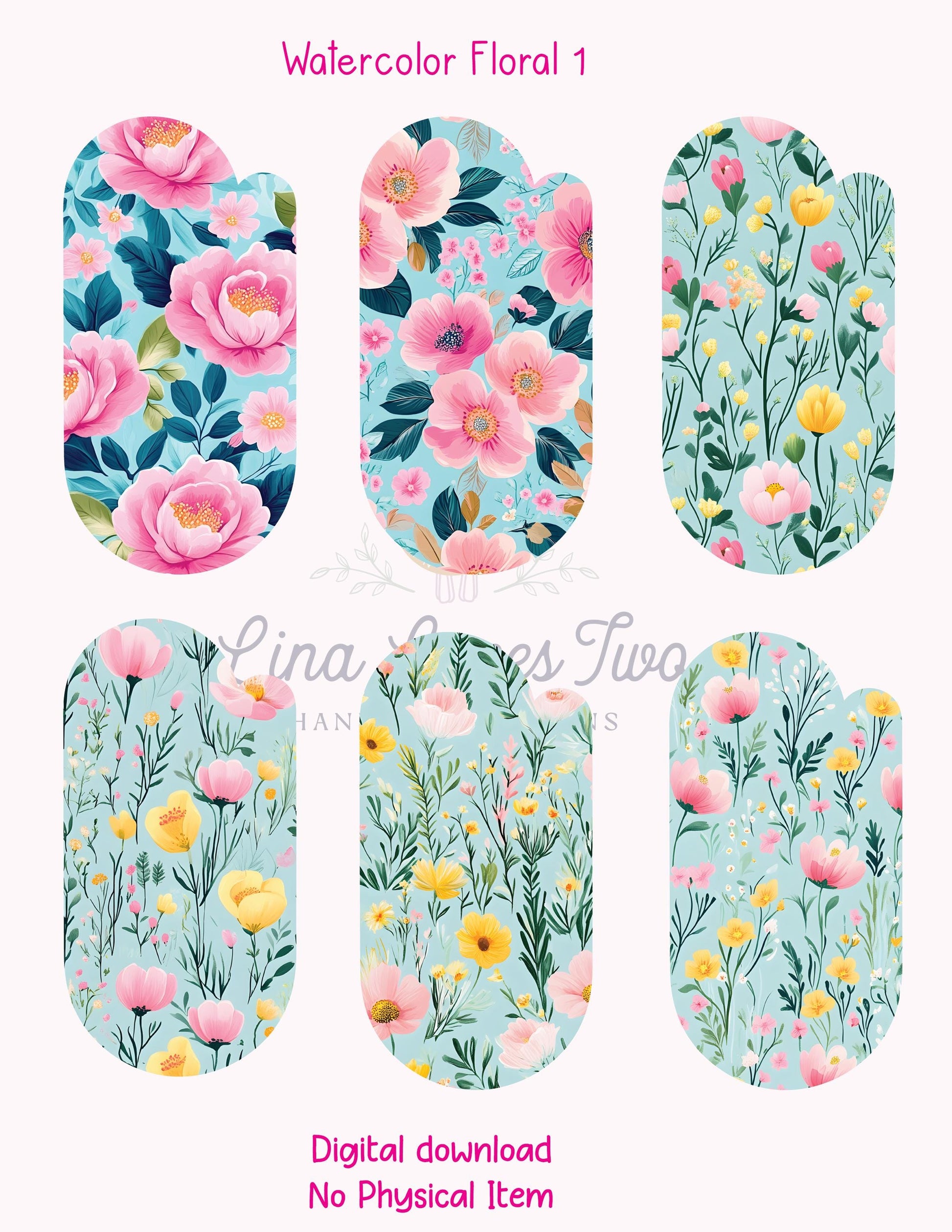 Watercolor Floral Paperclip PNG: Jumbo Sublimation Design (Digital Download)