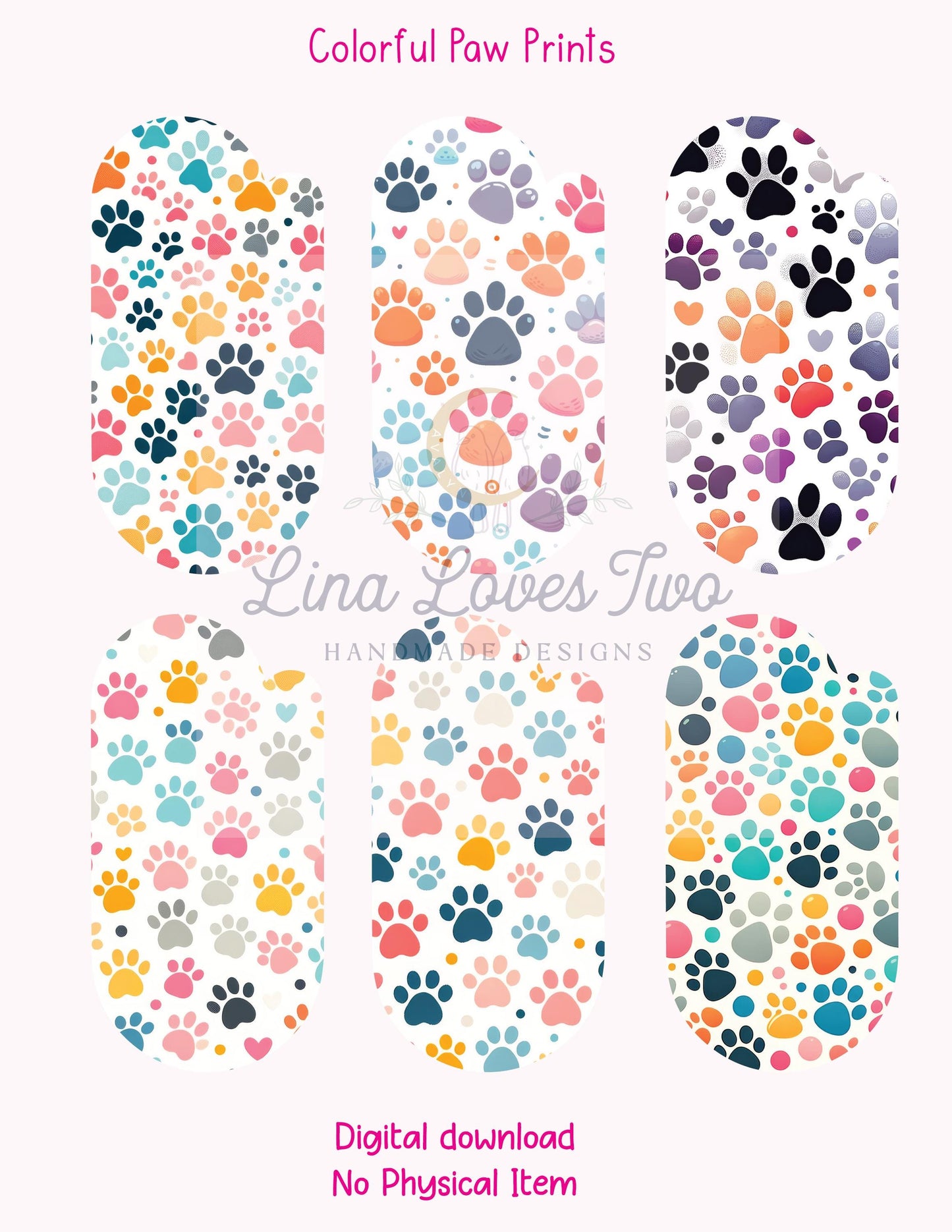 Colorful Paw Prints Jumbo Paperclip : ( ) by Lina Loves Two, handmade in Los Angeles CA