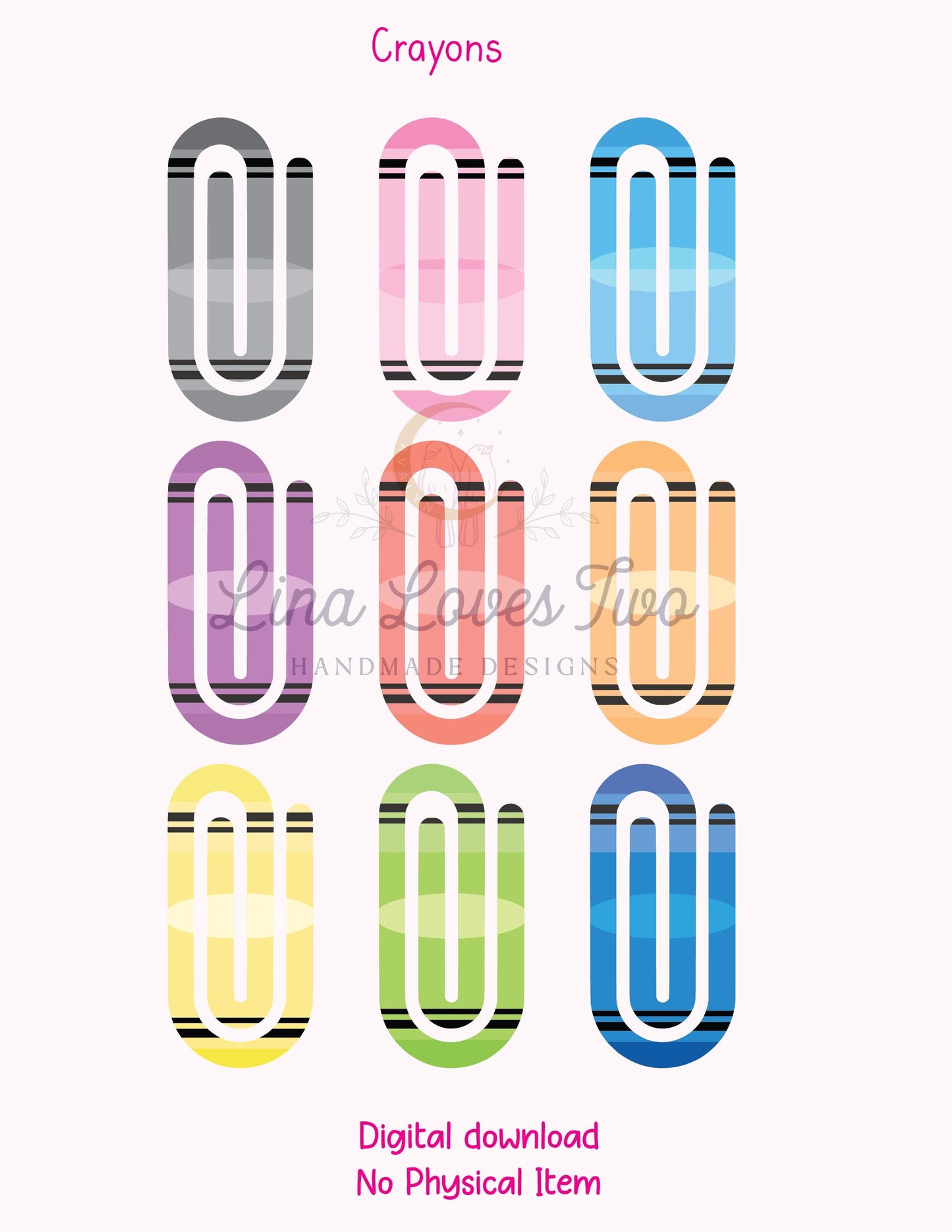 Crayon Jumbo Paperclip PNG – Sublimation Clipart | Crayon Jumbo Paperclip Sublimation | Crayon Theme Sublimation Paperclips | Crayon Clips
