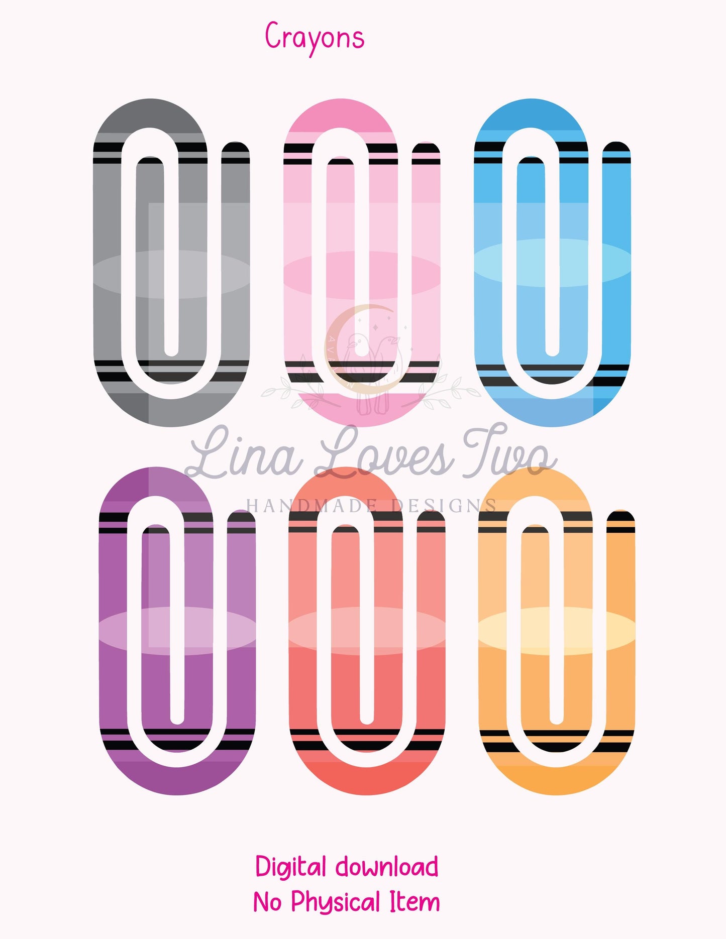 Crayon Jumbo Paperclip – | Crayon Jumbo Paperclip | Crayon Theme Paperclips | Crayon Clips by Lina Loves Two, handmade in Los Angeles CA