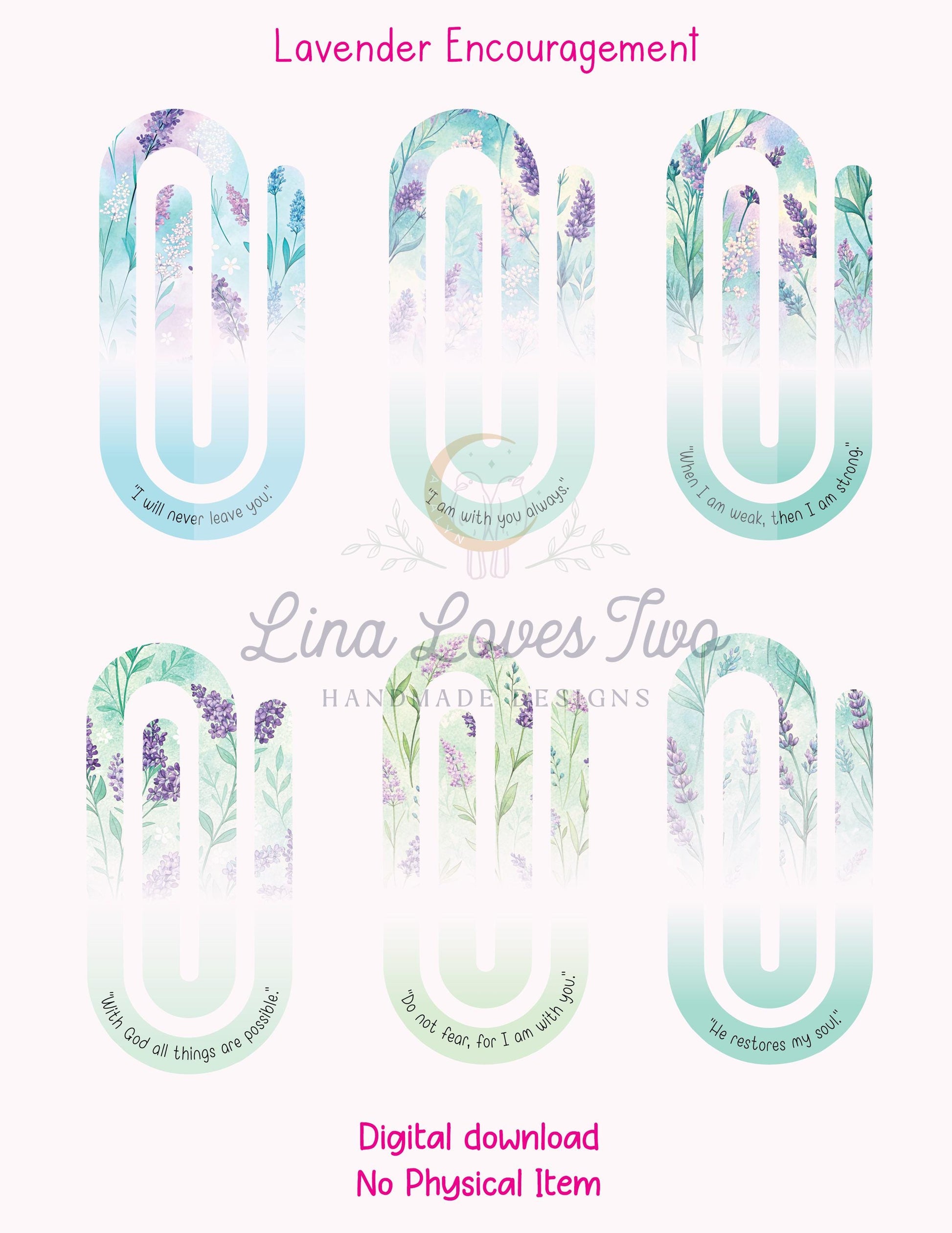 Lavender Scriptures Jumbo Paperclip PNG | Christian Sublimation for Jumbo Paperclip PNG | Faith | Lavender Theme | Short Bible Verses