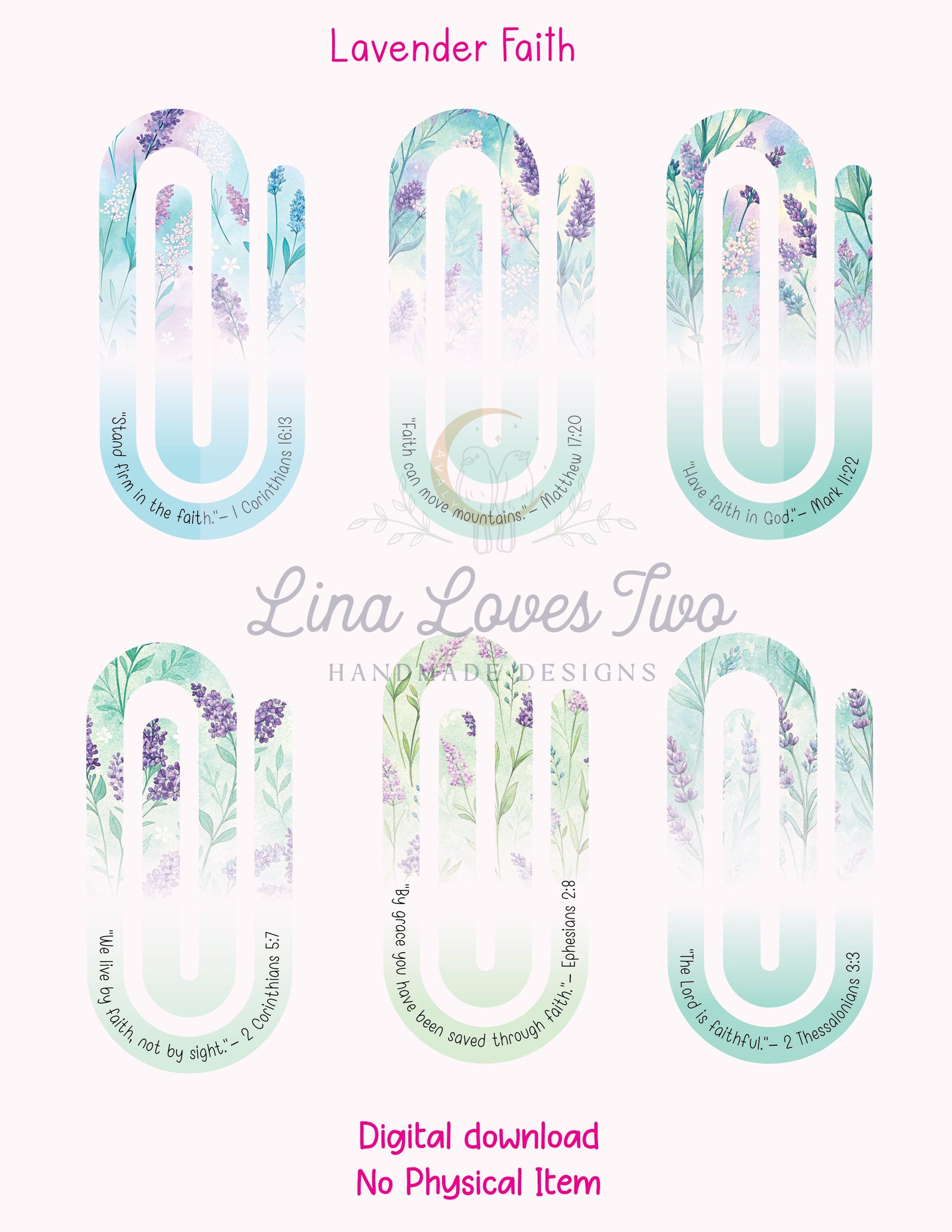 Lavender Scriptures Jumbo Paperclip PNG | Christian Sublimation for Jumbo Paperclip PNG | Faith | Lavender Theme | Short Bible Verses