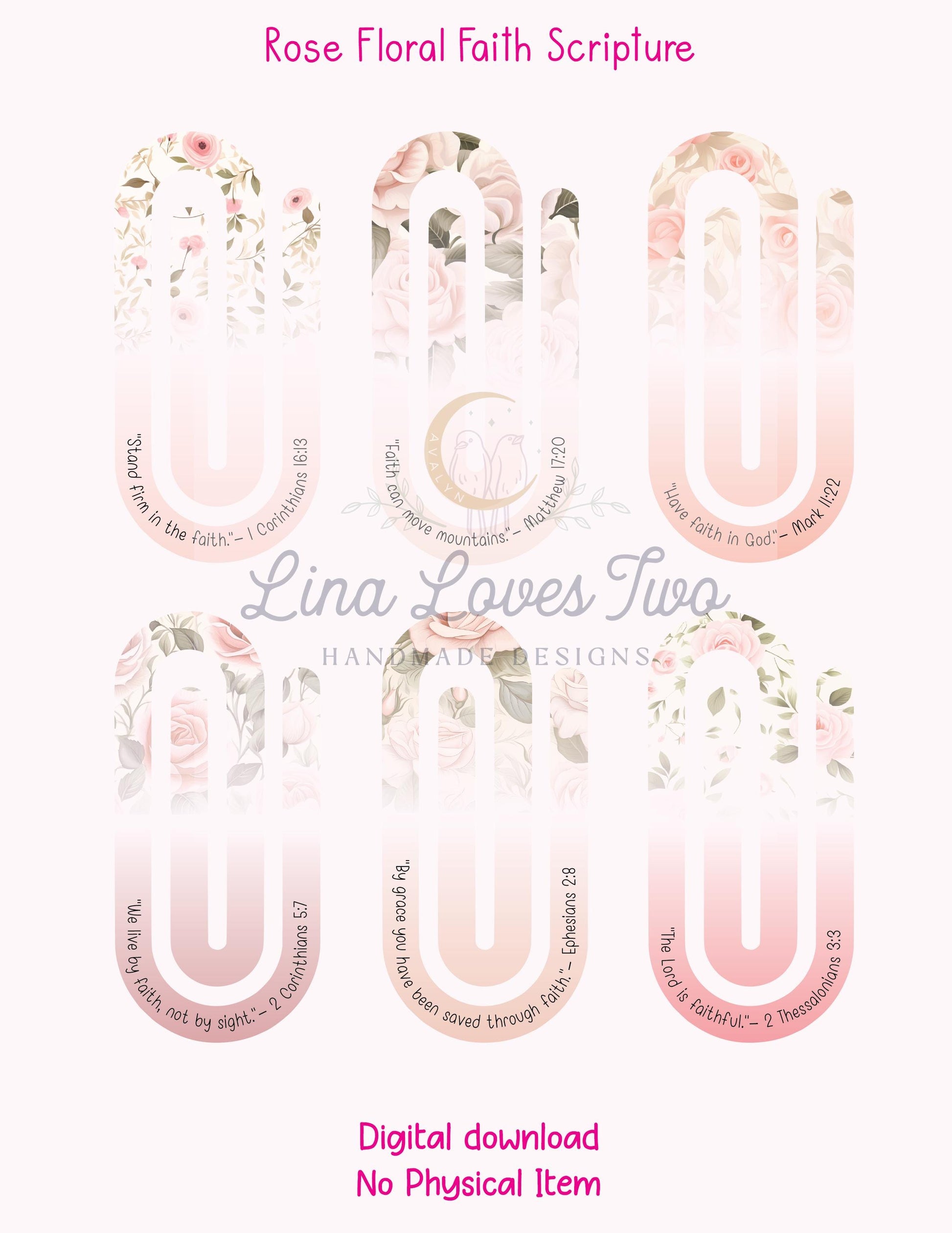 Pink Roses Scripture Jumbo Paperclip : Christian ( ) by Lina Loves Two, handmade in Los Angeles CA