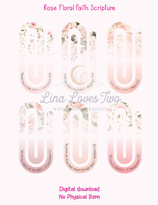 Pink Roses Scripture Jumbo Paperclip : Christian ( ) by Lina Loves Two, handmade in Los Angeles CA