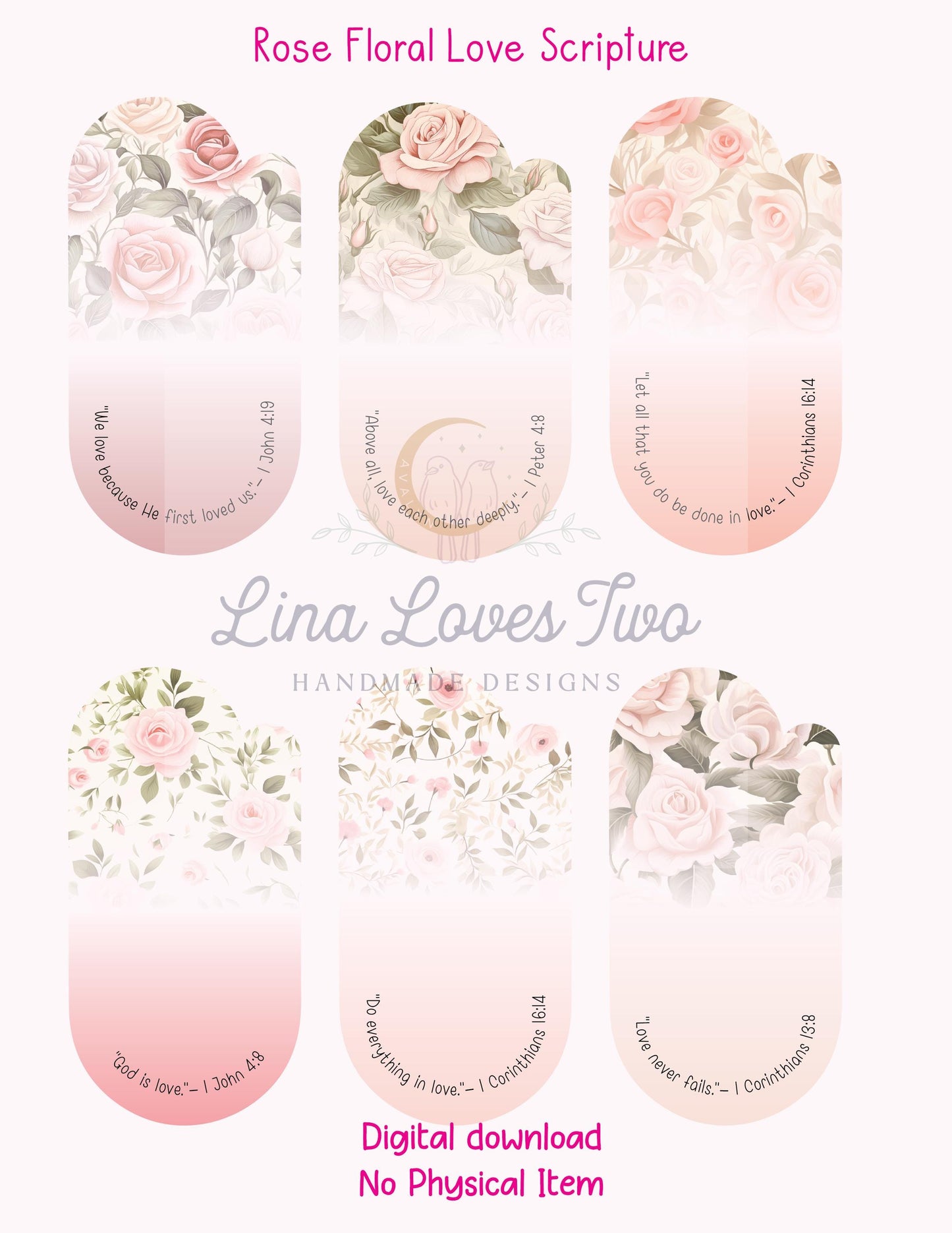 Pink Roses Scripture Jumbo Paperclip : Christian ( ) by Lina Loves Two, handmade in Los Angeles CA